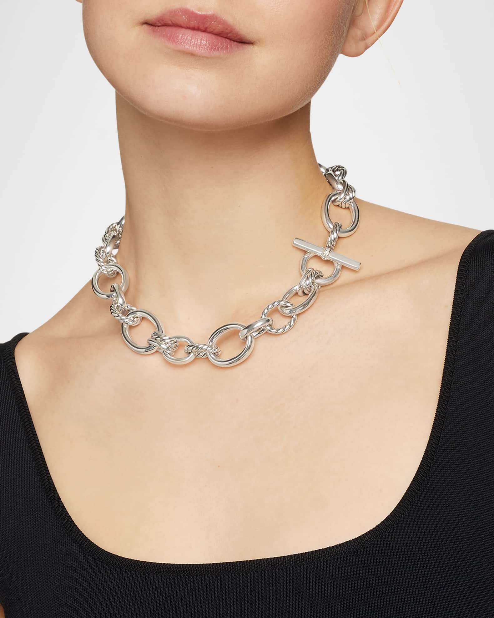 25mm DY Mercer Necklace with Diamonds in Silver 1