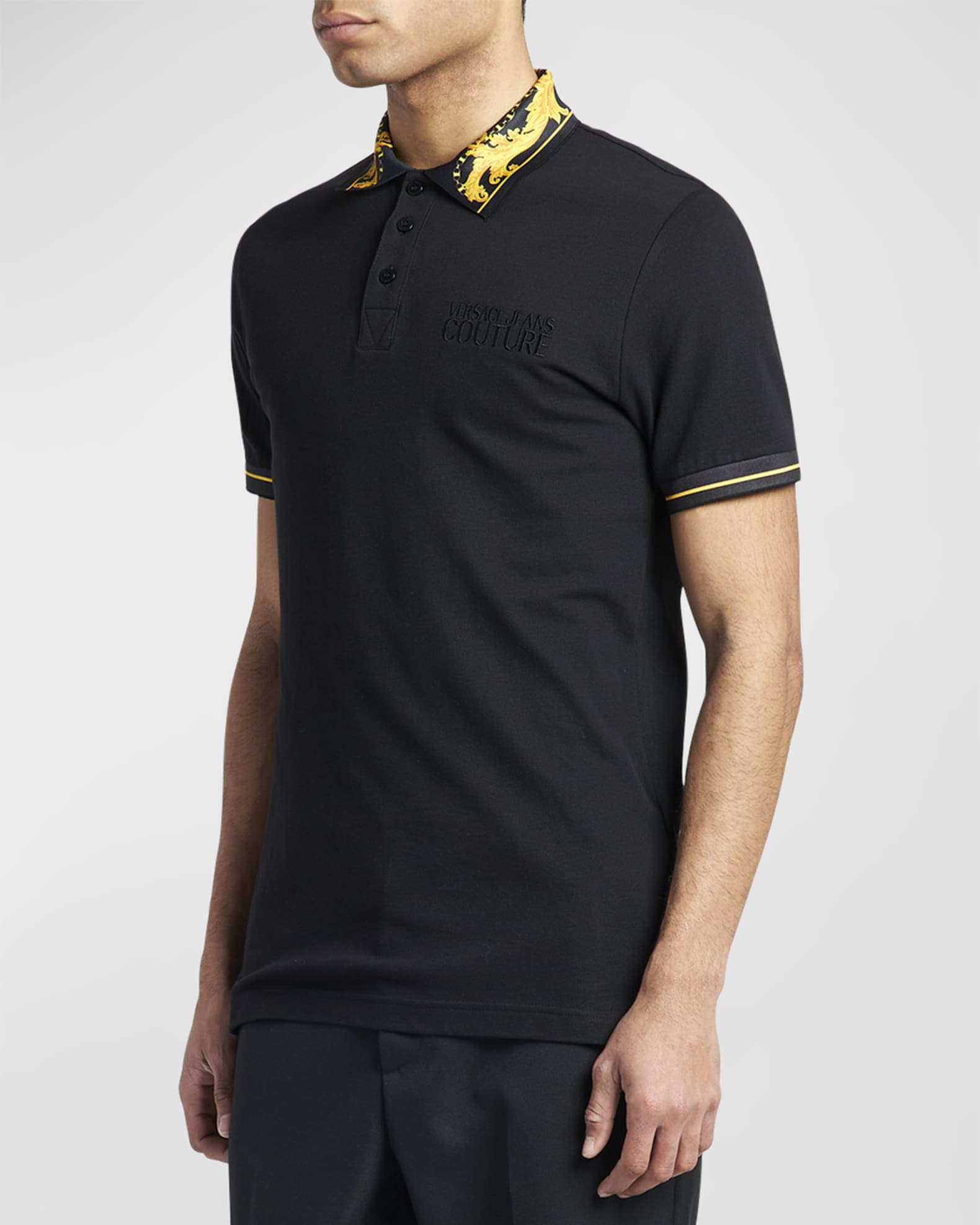 VERSACE JEANS COUTURE, Black Men's Polo Shirt