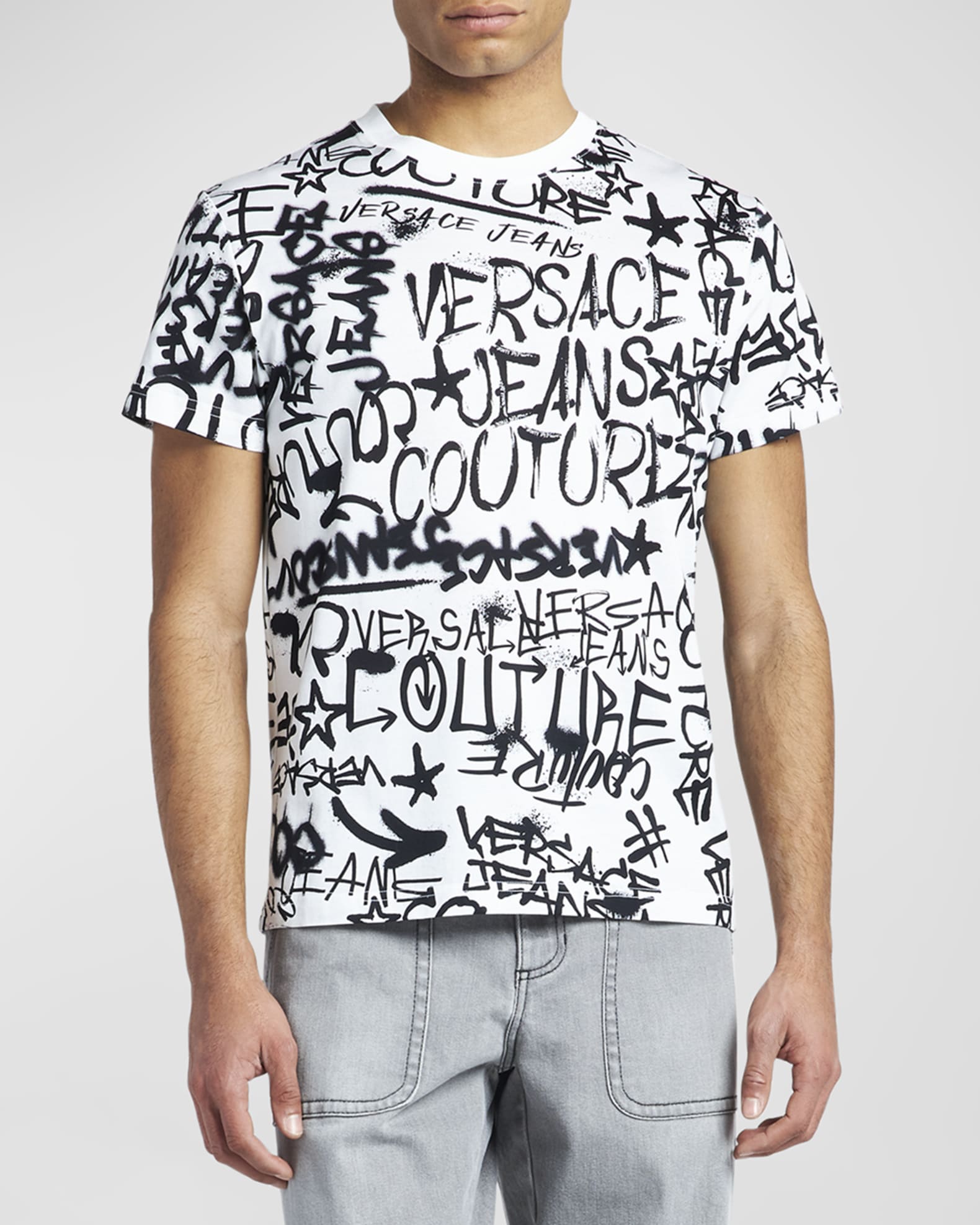 CHANEL Cotton Paris New York Graffiti T-Shirt Black White