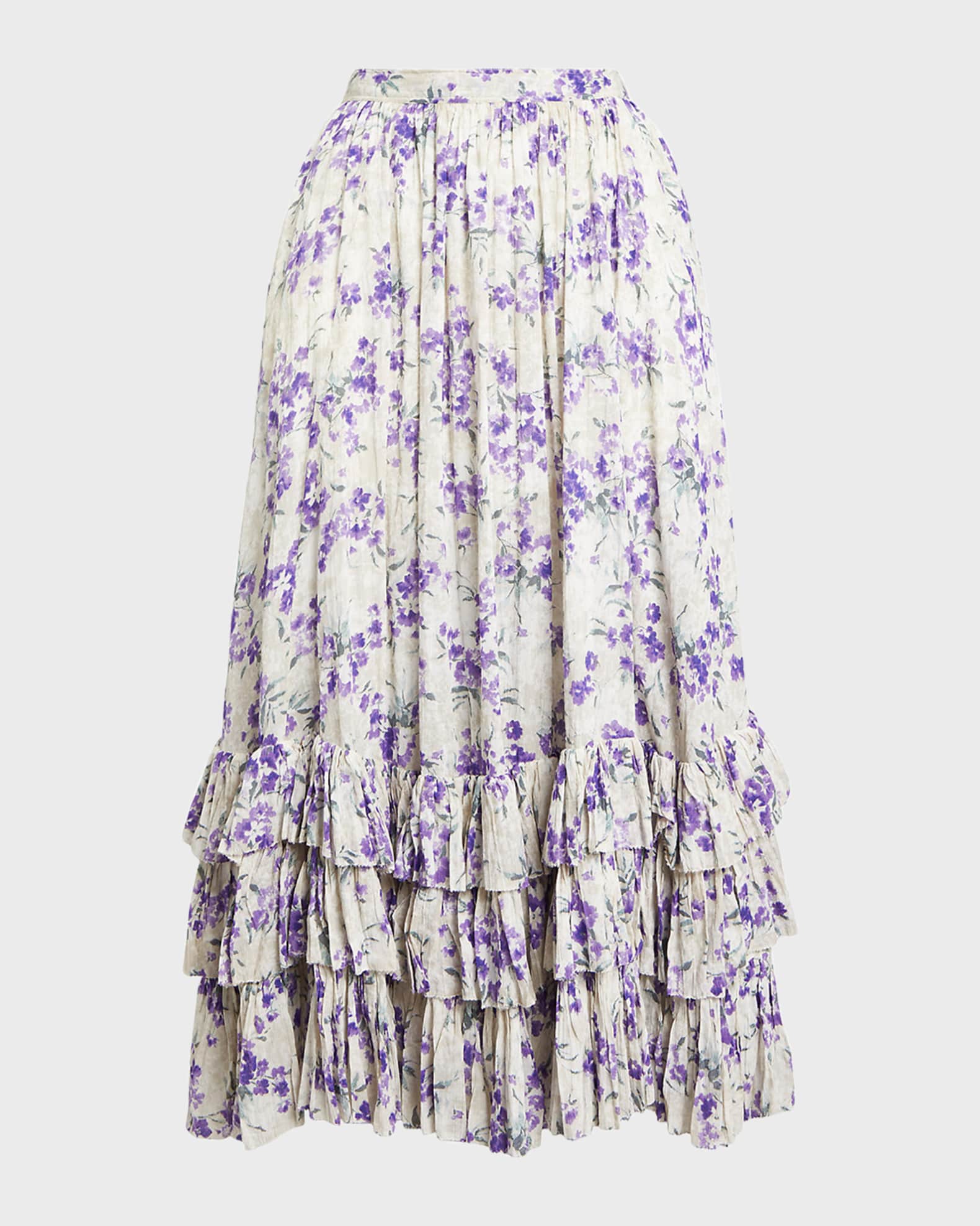 Polo Ralph Lauren Ruffled Crinkled Cotton Gauze Maxi Skirt | Neiman Marcus