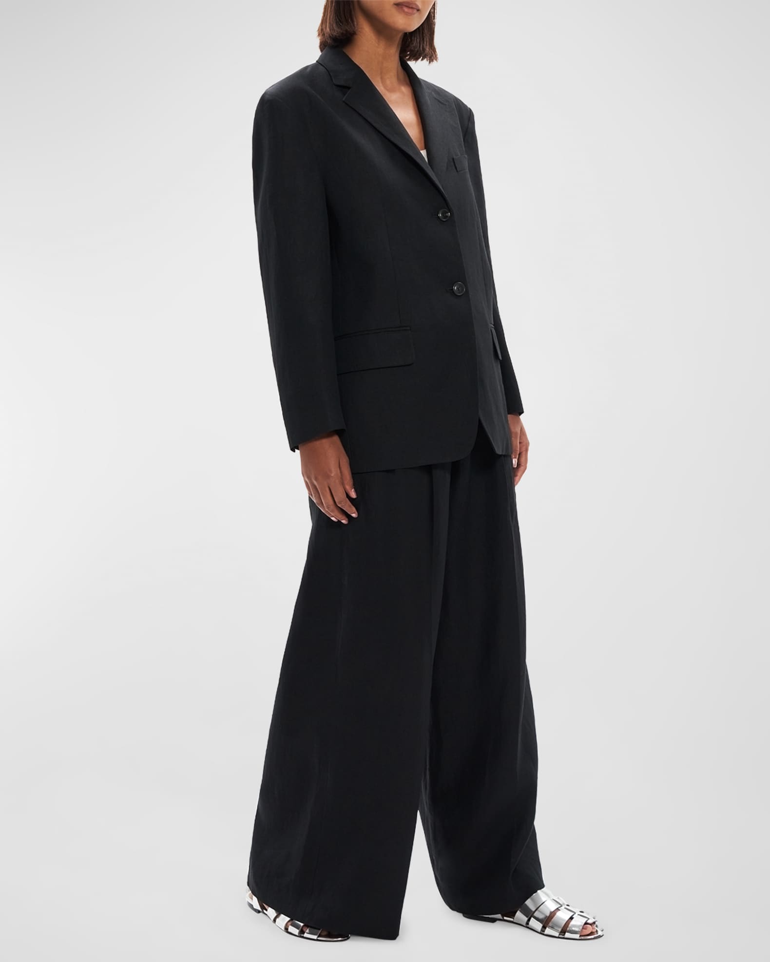 Theory Galena Boxy Oversized Linen Jacket | Neiman Marcus