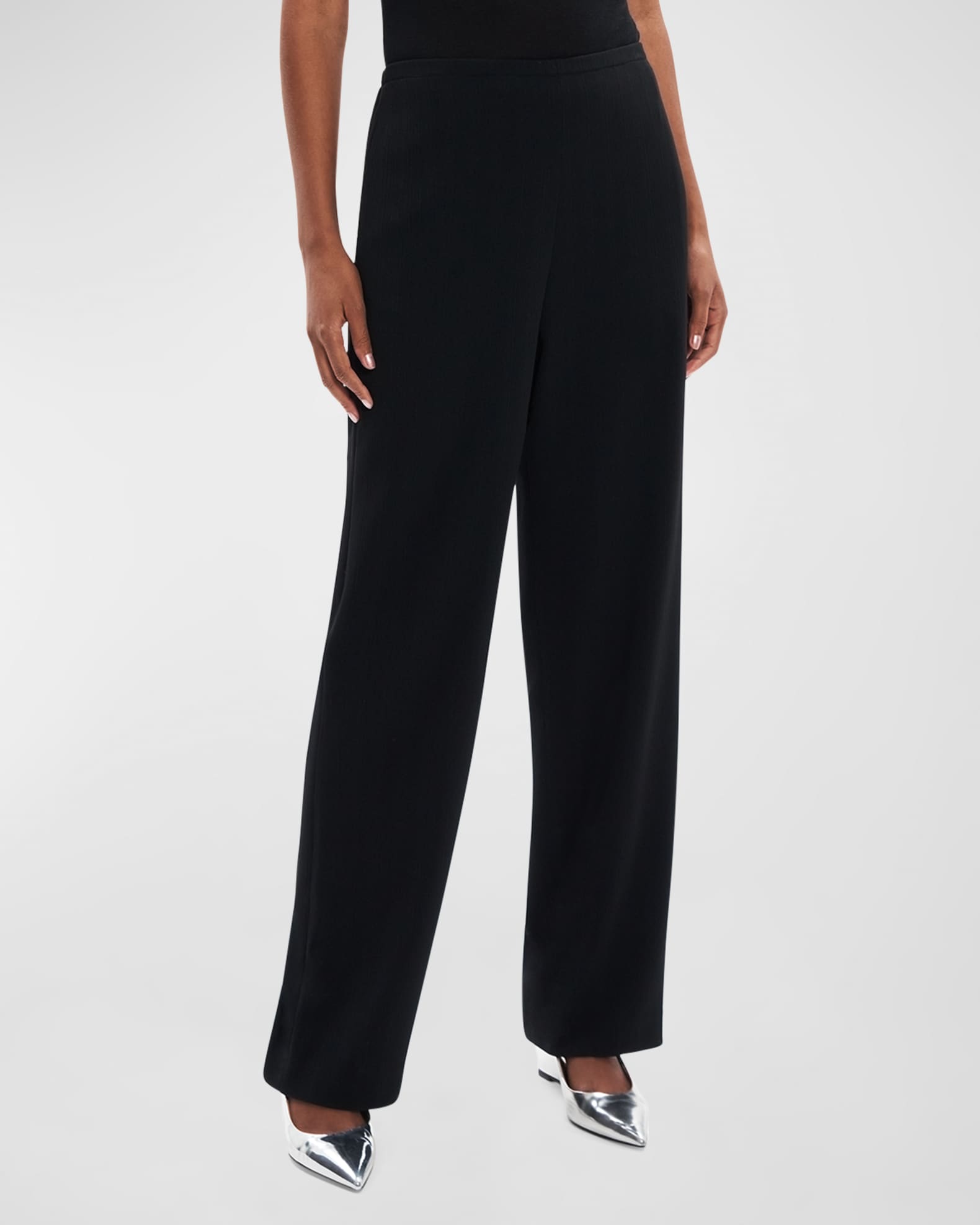THEORY Womens Navy Pocketed Pull-on Pinstripe Evening Straight leg Pants