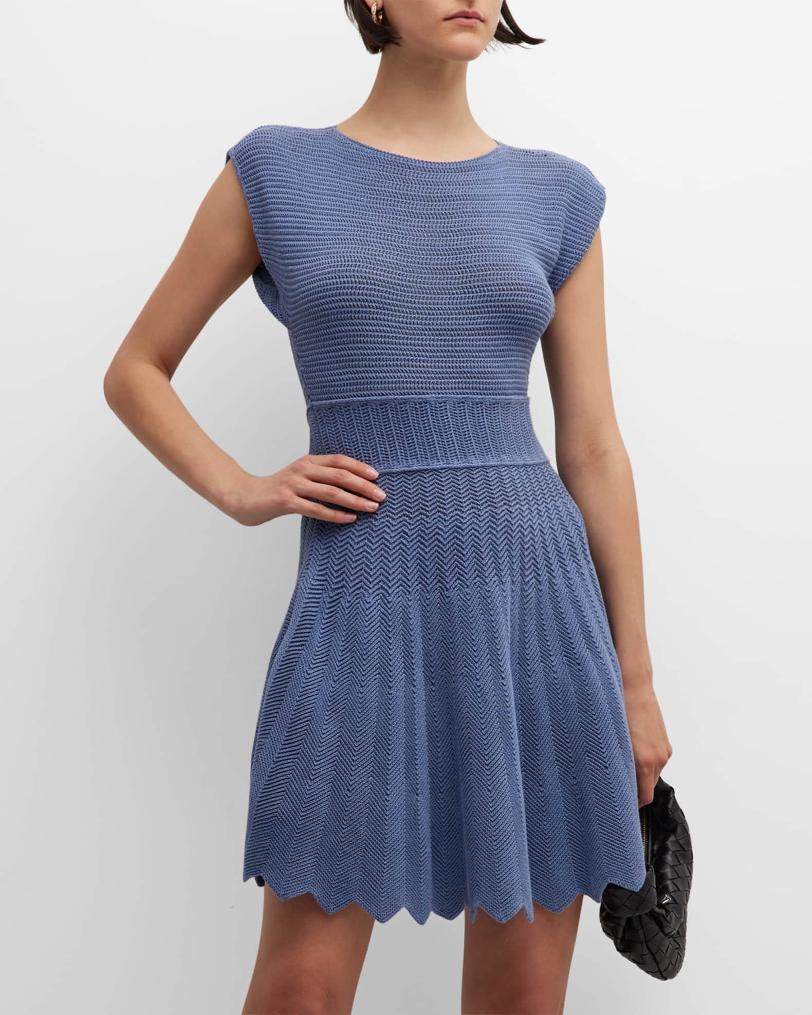 Emporio Armani Scalloped DolmanSleeve Crochet Mini Dress Neiman Marcus