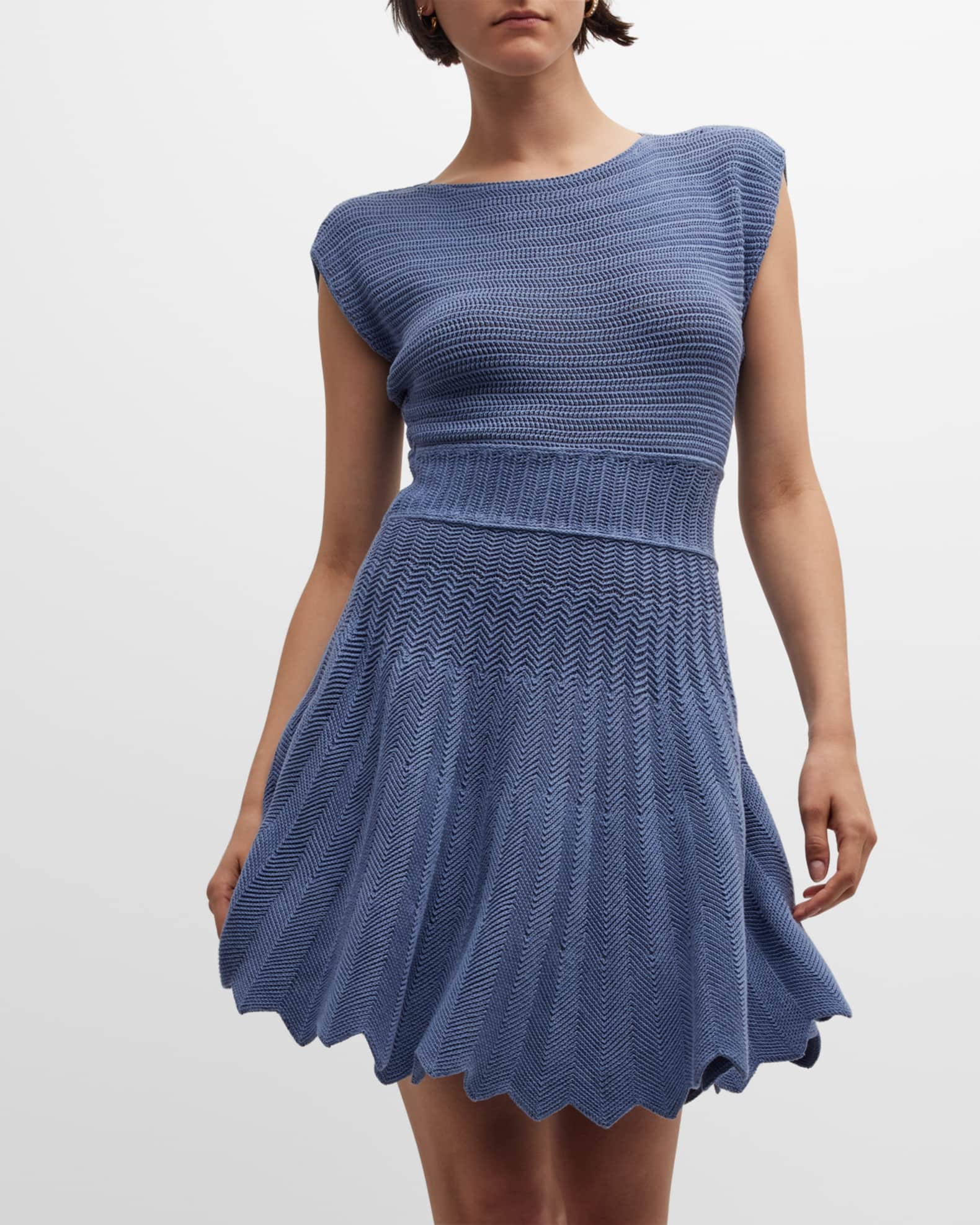 Emporio Armani Scalloped DolmanSleeve Crochet Mini Dress Neiman Marcus