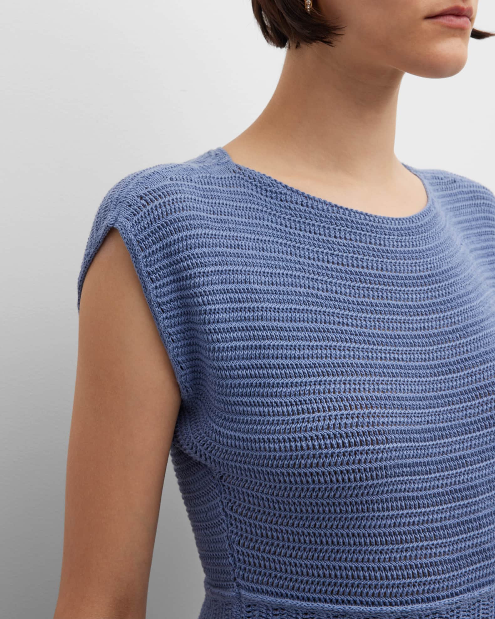 Emporio Armani Scalloped DolmanSleeve Crochet Mini Dress Neiman Marcus