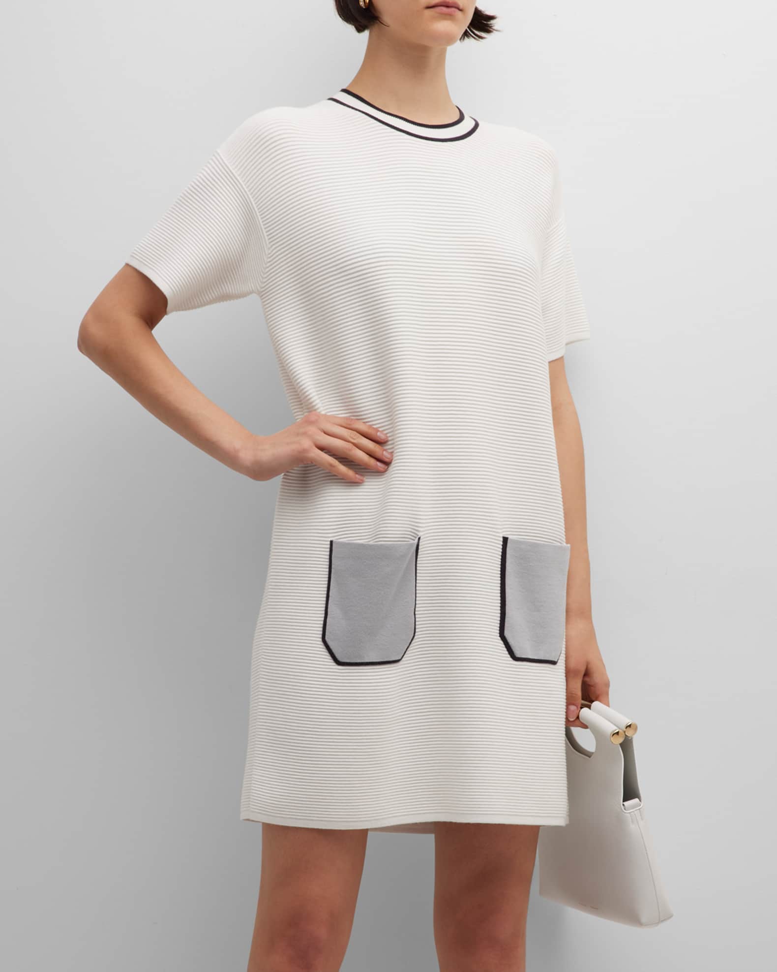 Emporio Armani Ribbed Short-Sleeve T-Shirt Dress | Neiman Marcus