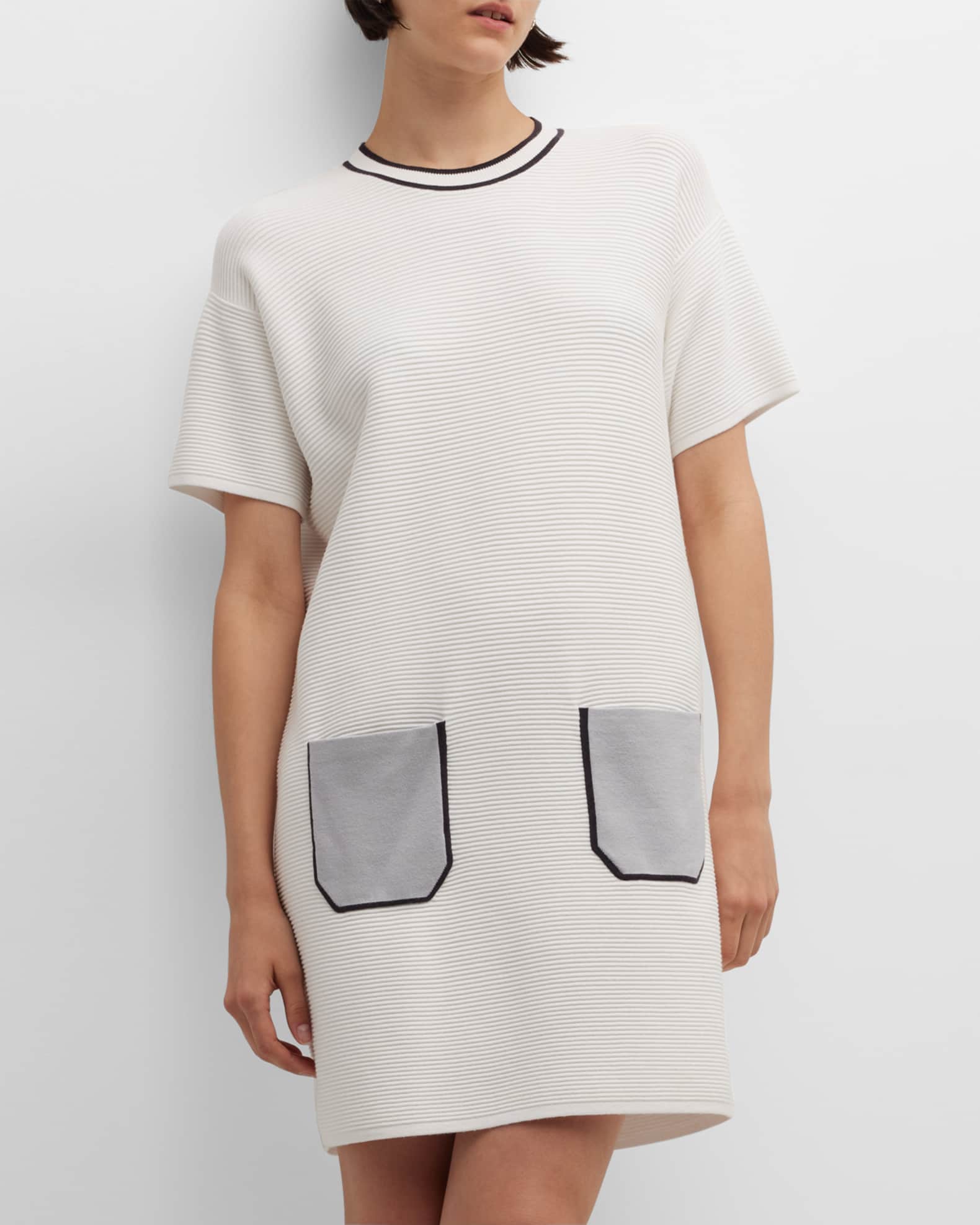 Emporio Armani Ribbed Short-Sleeve T-Shirt Dress | Neiman Marcus
