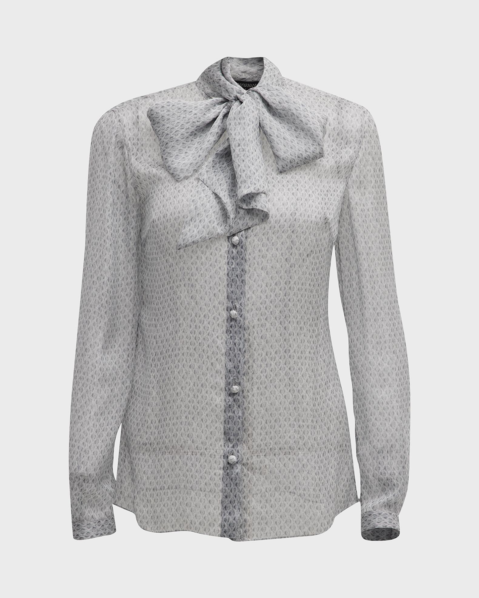 Emporio Armani Snake-Print Tie-Neck Silk Chiffon Blouse | Neiman Marcus