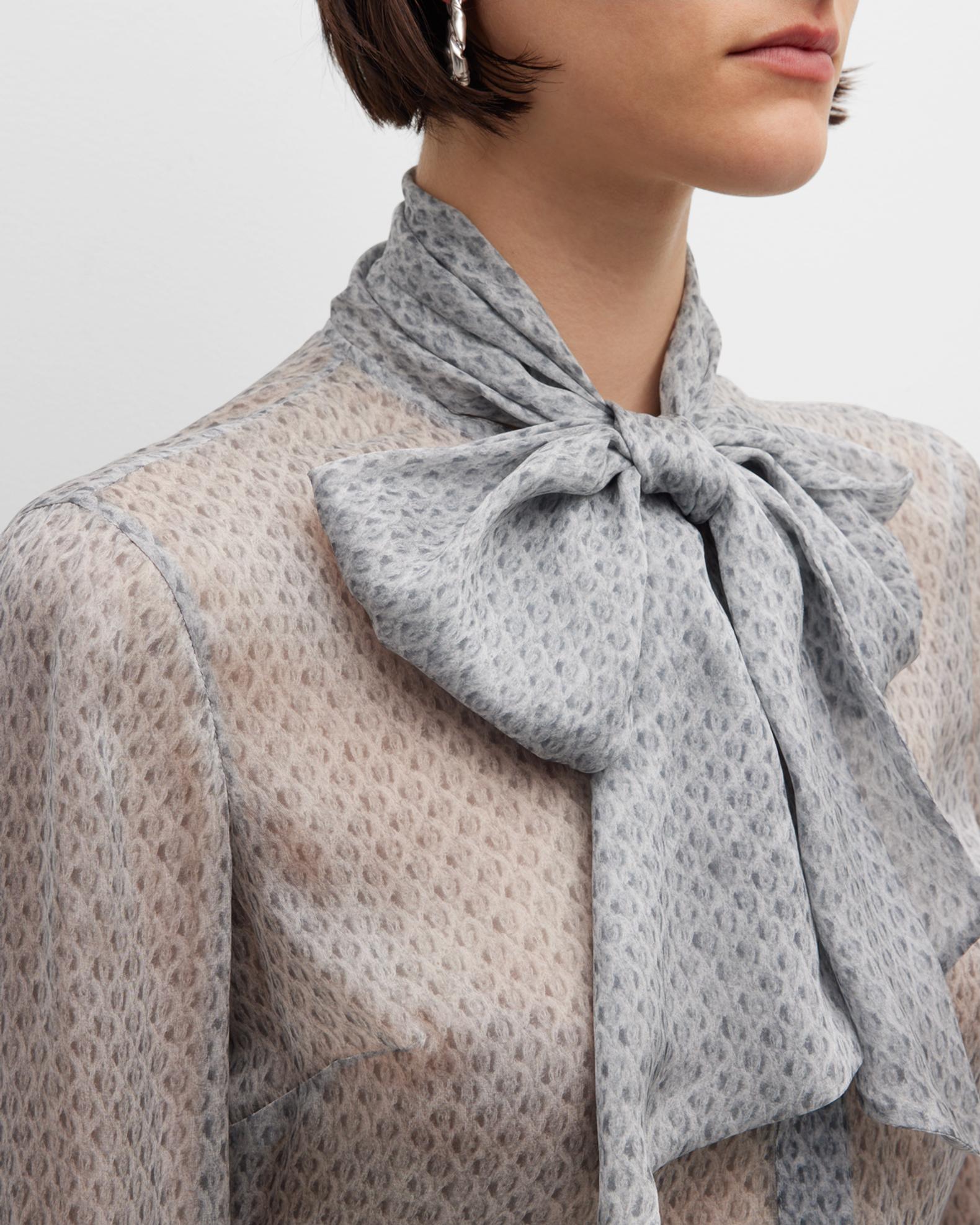 Emporio Armani Snake-Print Tie-Neck Silk Chiffon Blouse | Neiman Marcus