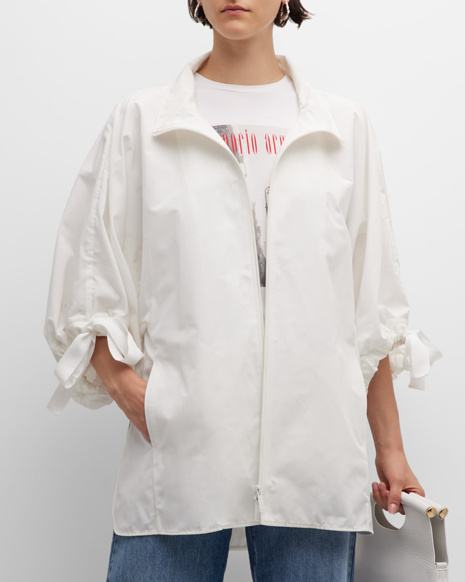 Blouson-Sleeve Techno Cotton Windbreaker 0