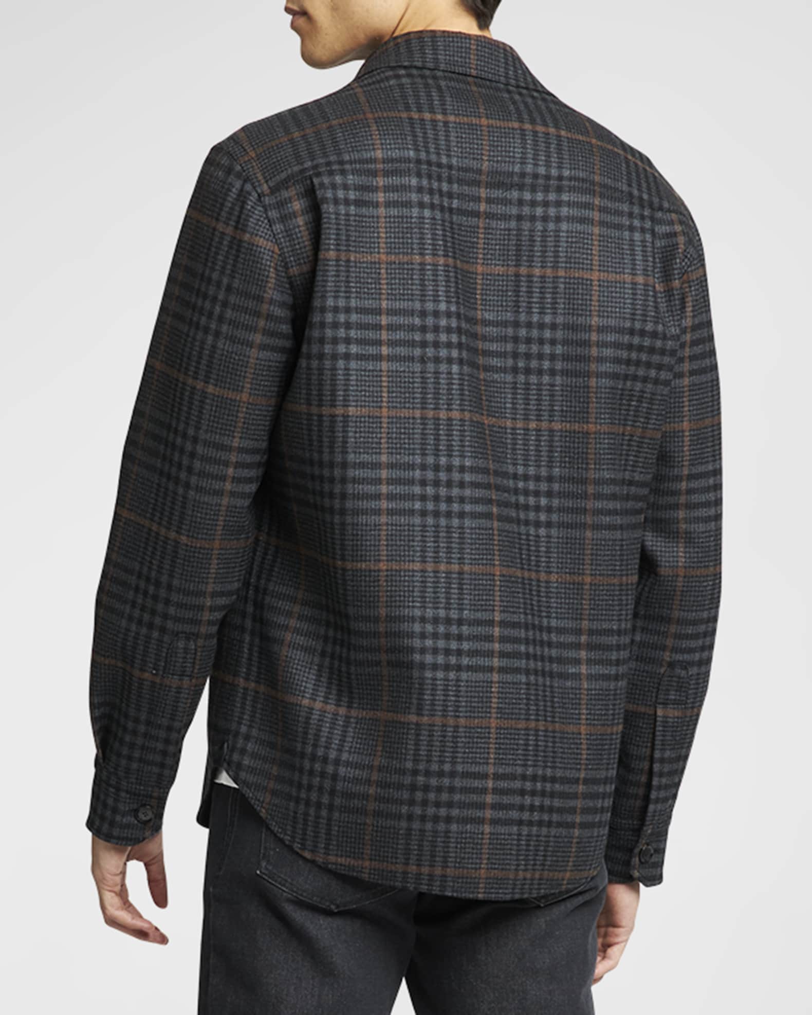 Brioni Men's Wool Plaid Overshirt Neiman Marcus