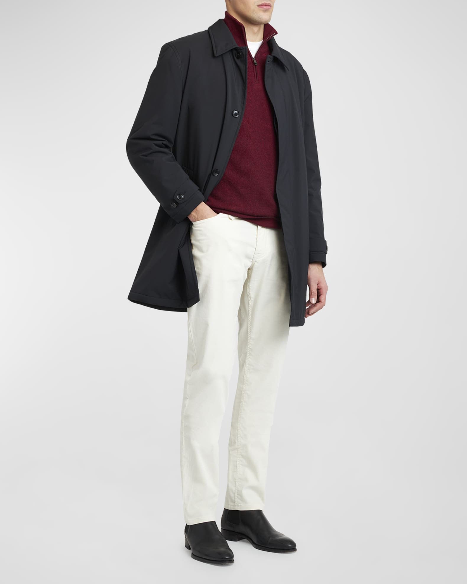 Marc new york men's car coat with knit inset top
