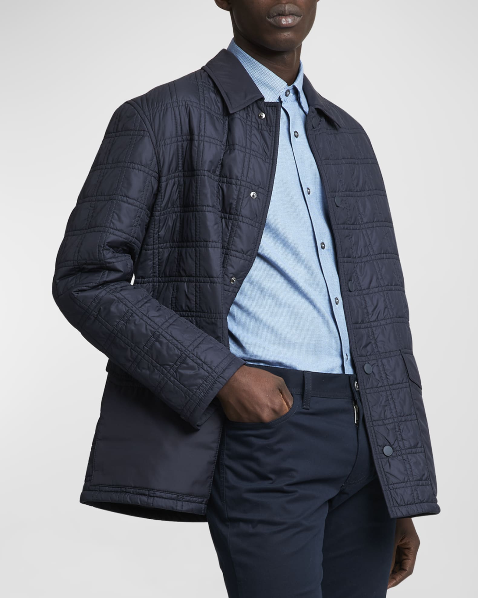 Brioni Men's Quilted Down Work Jacket Neiman Marcus
