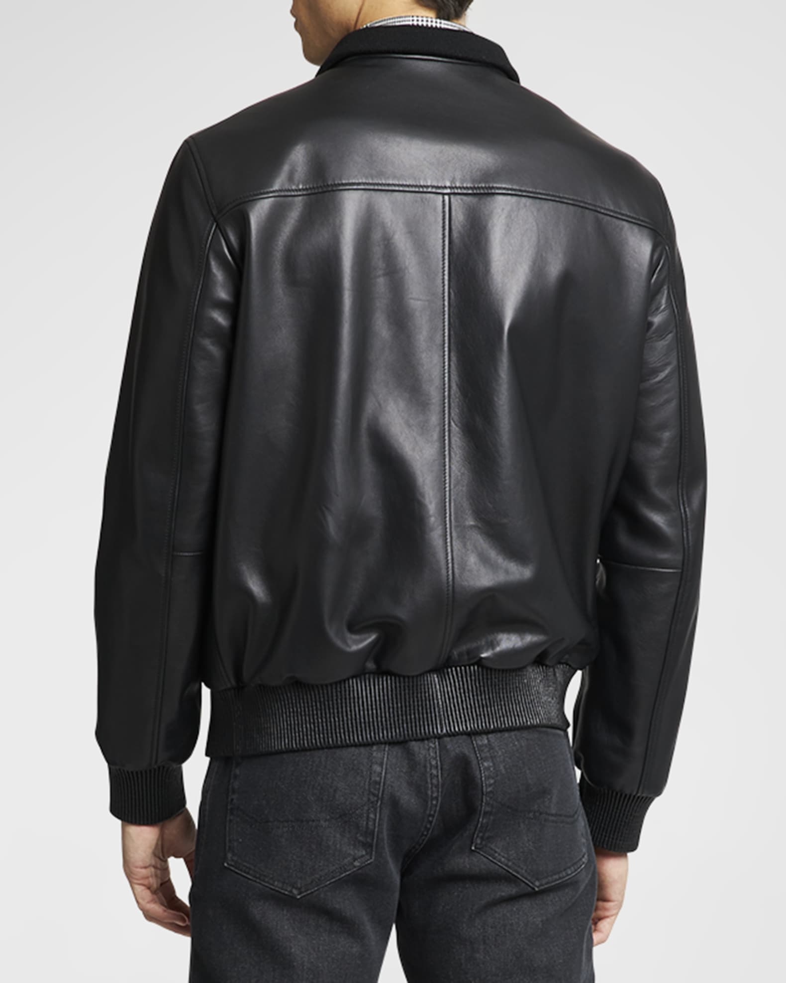 Leather blouson jacket mens on sale