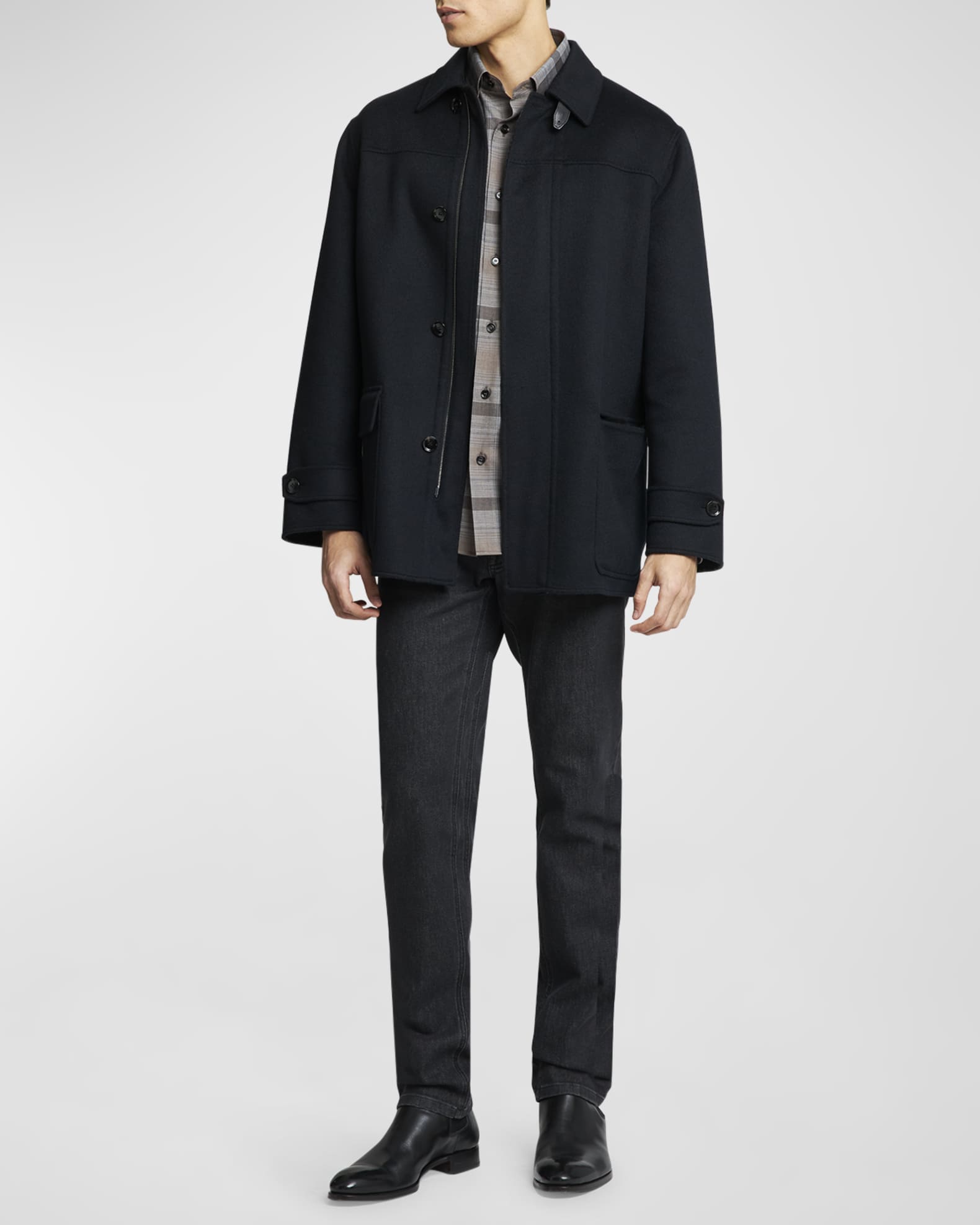 Brioni Men s Cashmere Double Face Car Coat Neiman Marcus