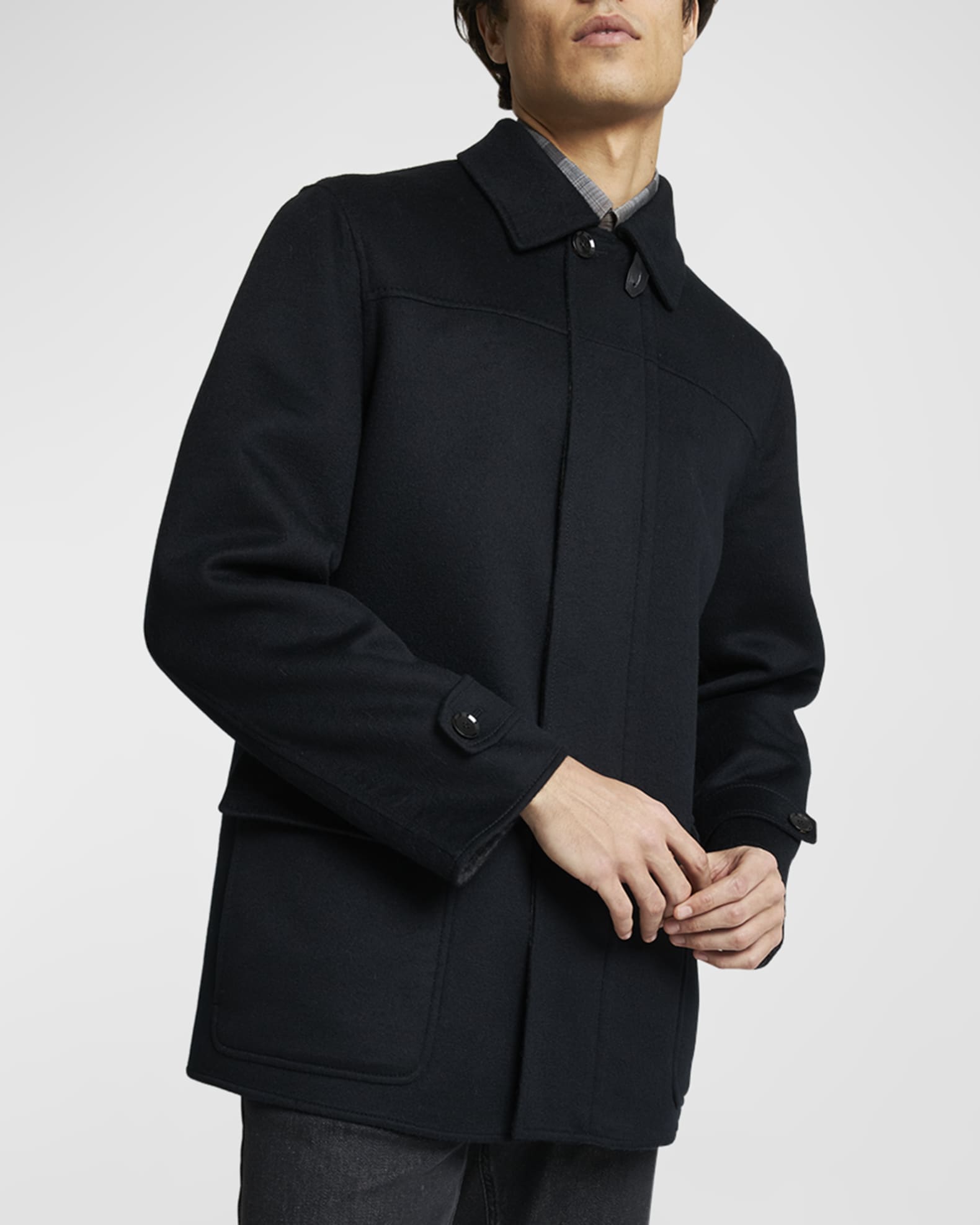 Men's Car coat Luxurious high-quality Long Jacket Wool&Cashmere half-length  Men's Dress Coat Jet Black Carcoat ~ Designer Men's Wool Men's Peacoat Sale main image 1