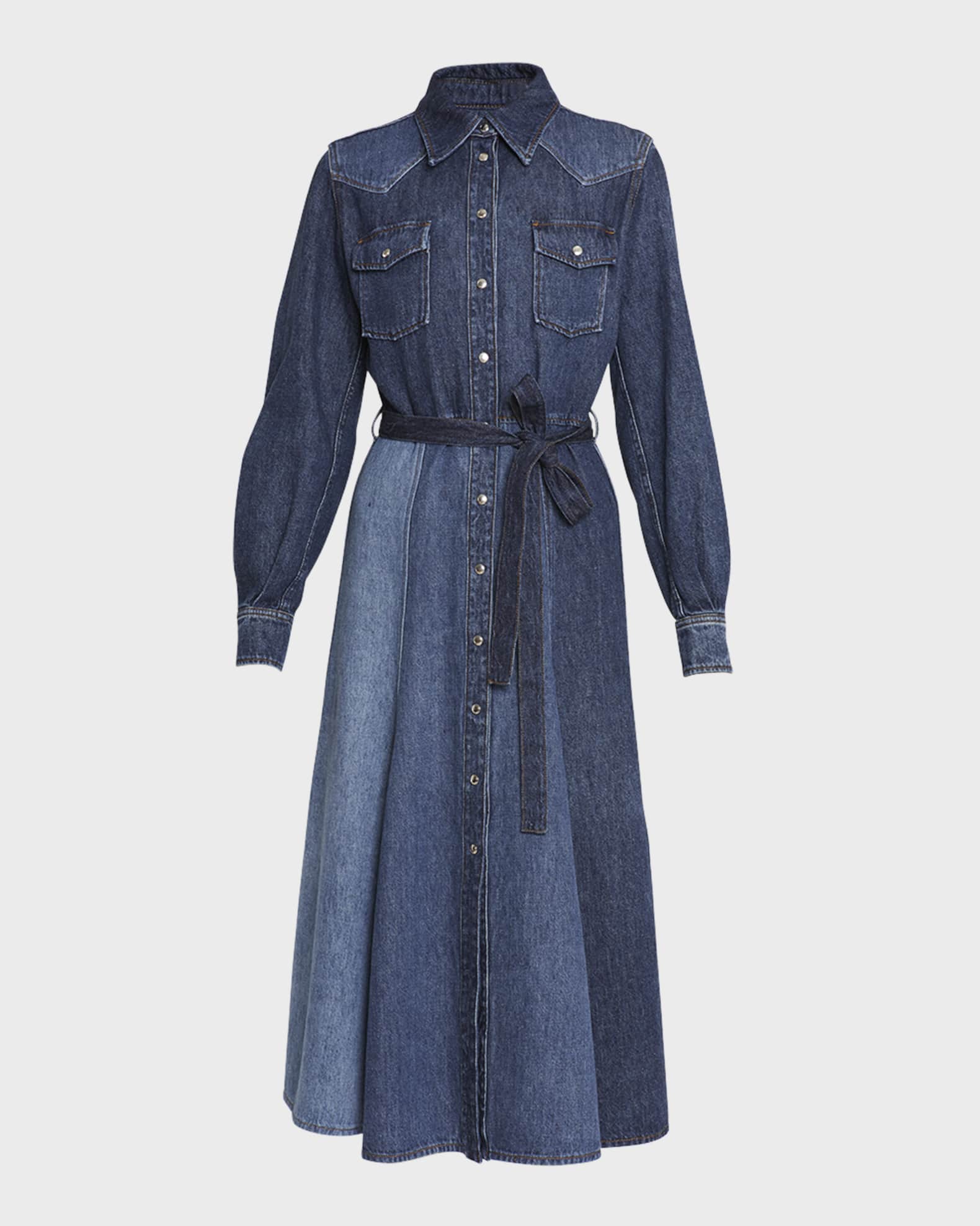 Recycled Cotton Denim Shirtdress with Self-Tie Belt 1