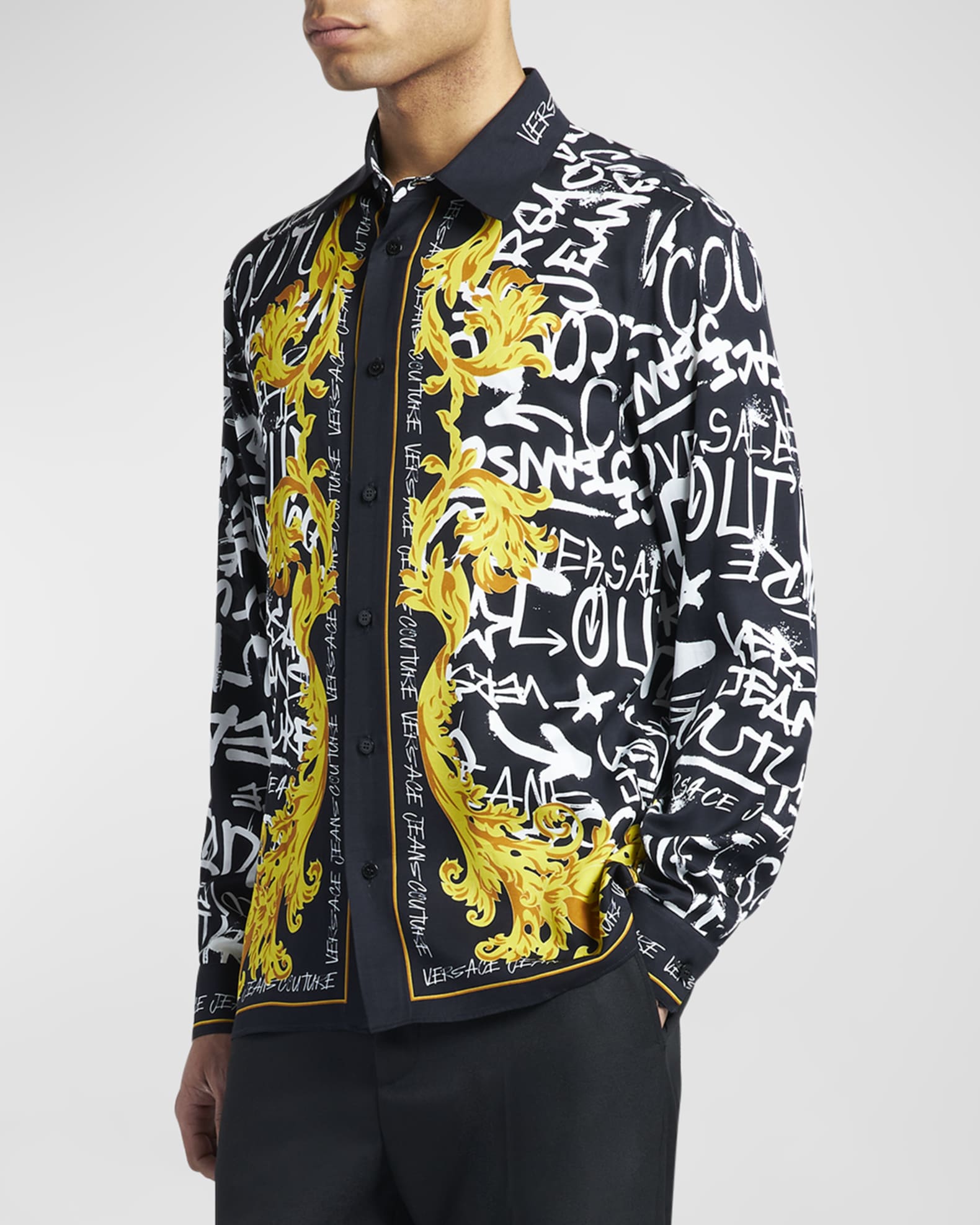 Versace Black Gold Color Hawaiian Shirt Limited Edition