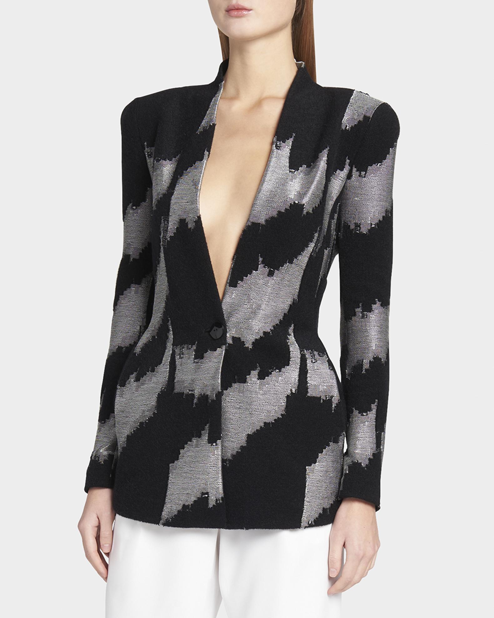 Chevron Blazer | Black & Brown