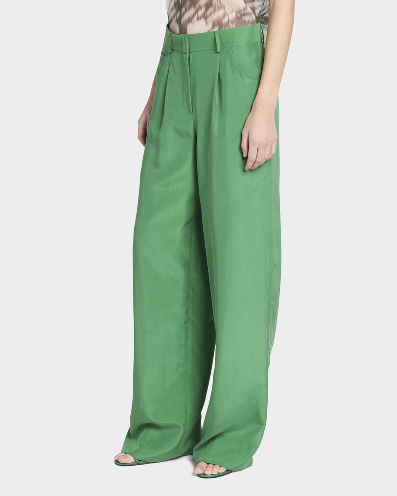 Armani Washed Silk WideLeg Relaxed Trousers Neiman Marcus