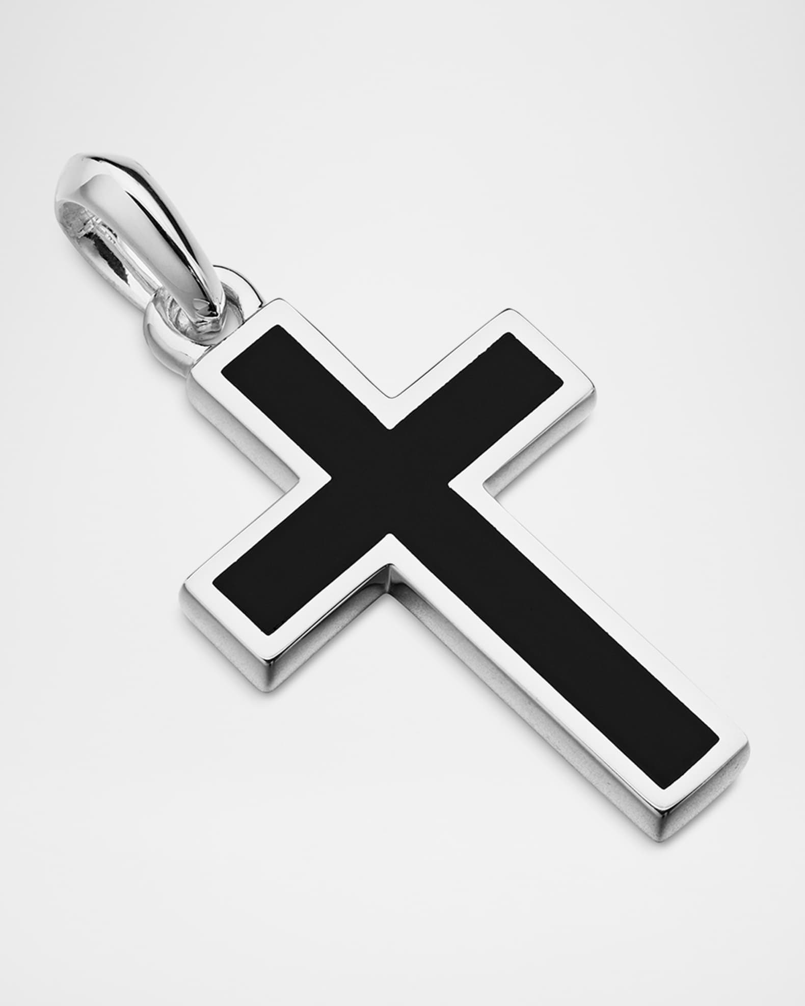 Men's Exotic Stone Cross Pendant with Gemstone in Silver, 26mm 1
