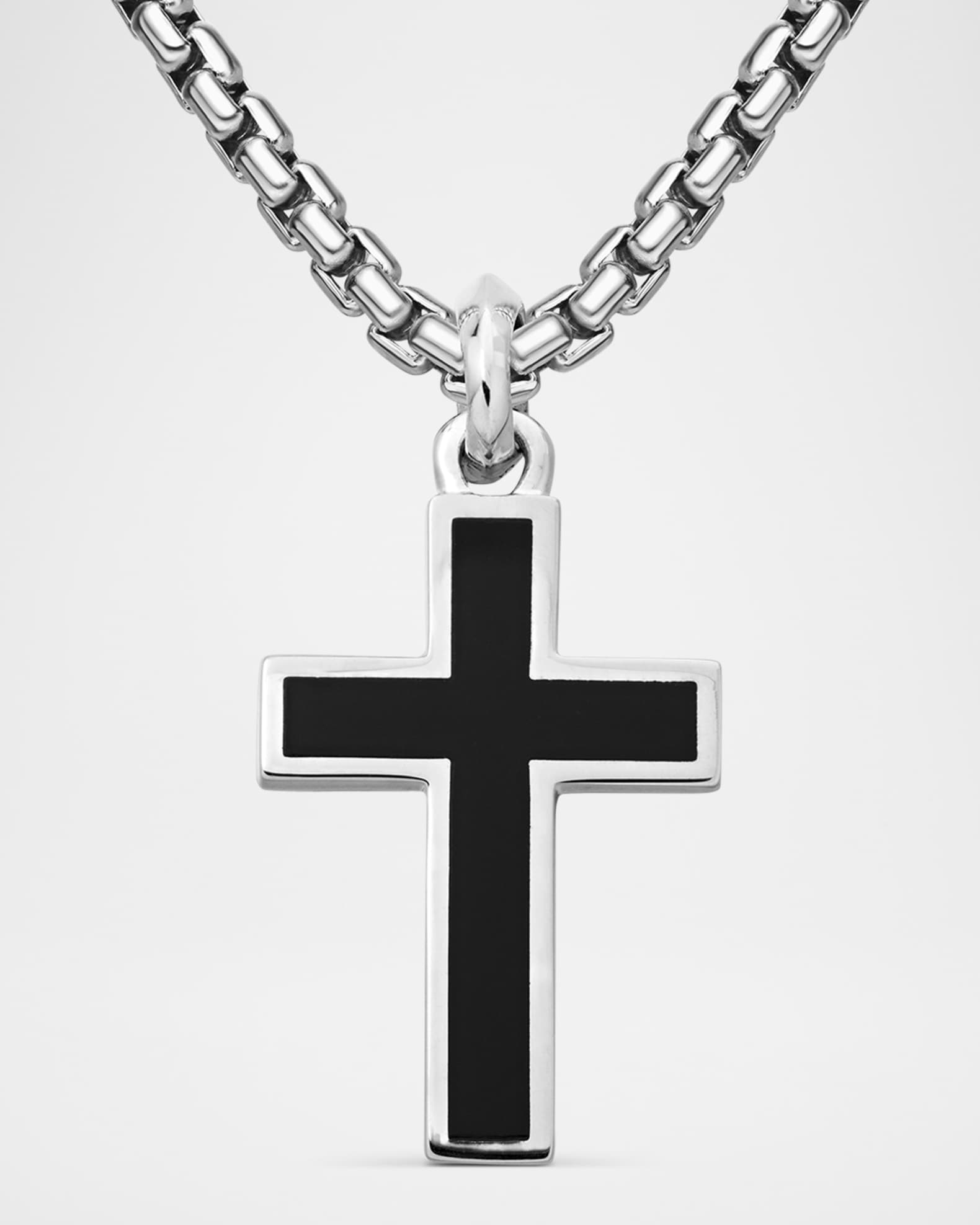 Men's Exotic Stone Cross Pendant with Gemstone in Silver, 26mm 0