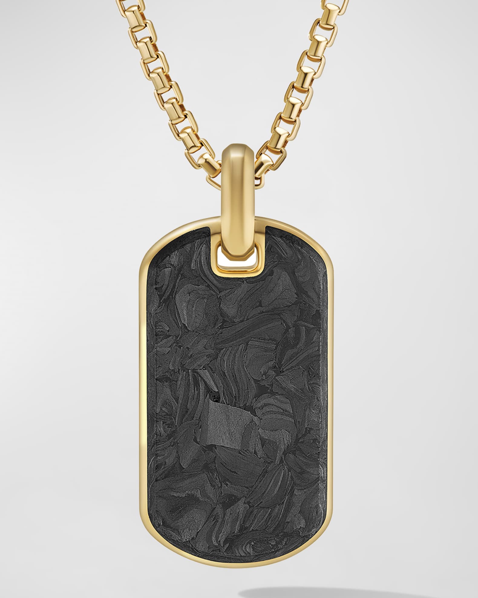Men's Forged Carbon Tag Pendant in 18K Gold, 42mm 0