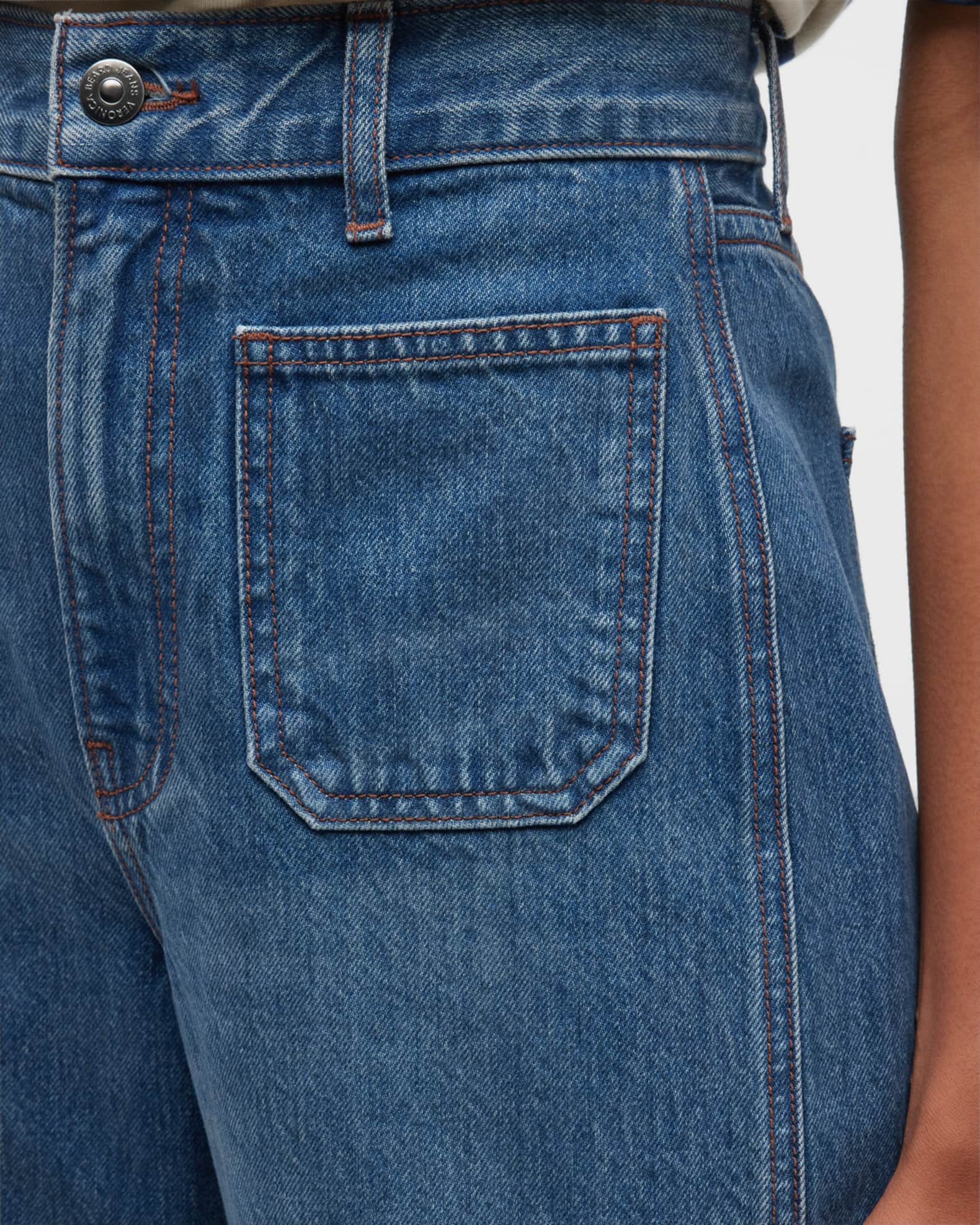 Veronica Beard Jeans Taylor Wide-Leg Patch Pocket Jeans | Neiman Marcus