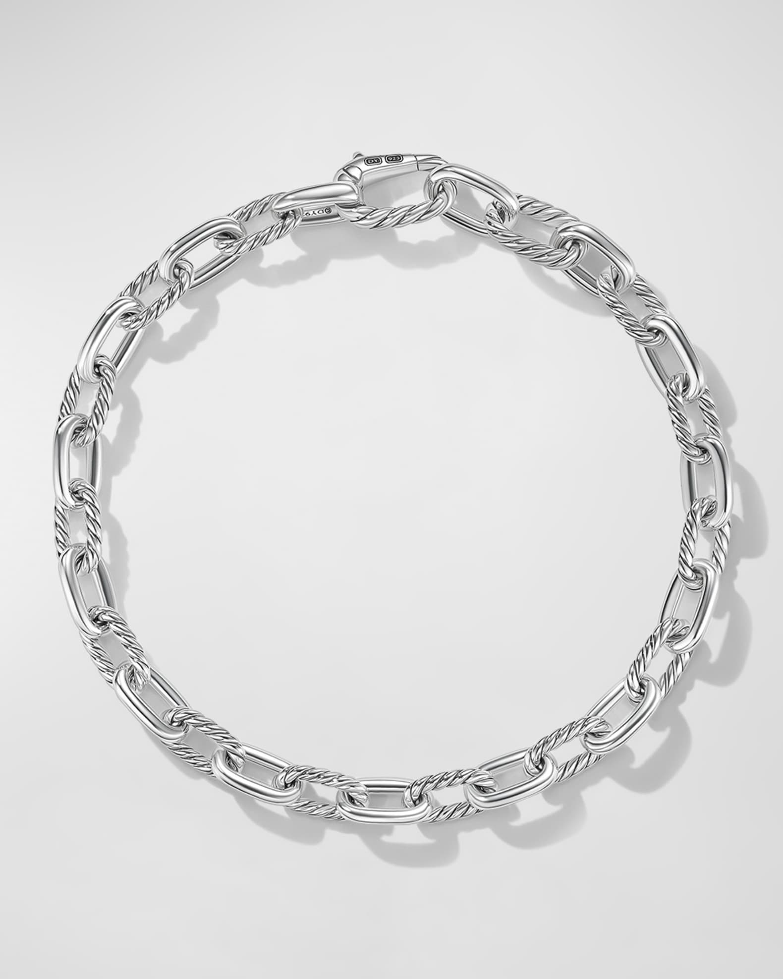 David Yurman Box Chain Bracelet with Stainless Steel and Sterling Silver, 7.3mm Men's Size Small