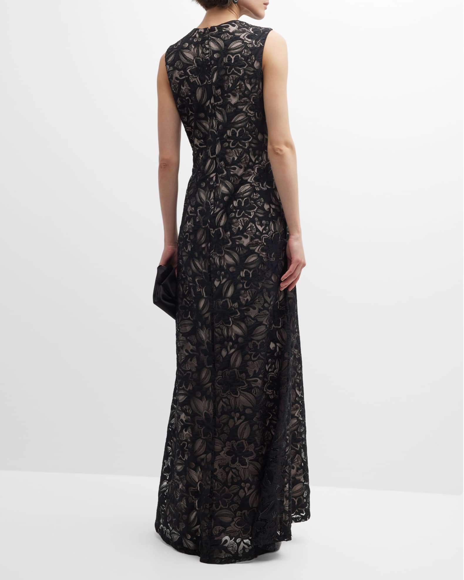 Tadashi Shoji Sleeveless Sequin Floral Burnout Gown | Neiman Marcus