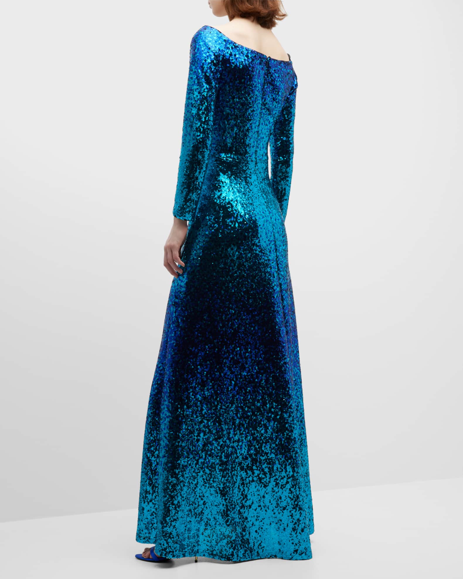 Tadashi Shoji LongSleeve Sequin ALine Gown Neiman Marcus