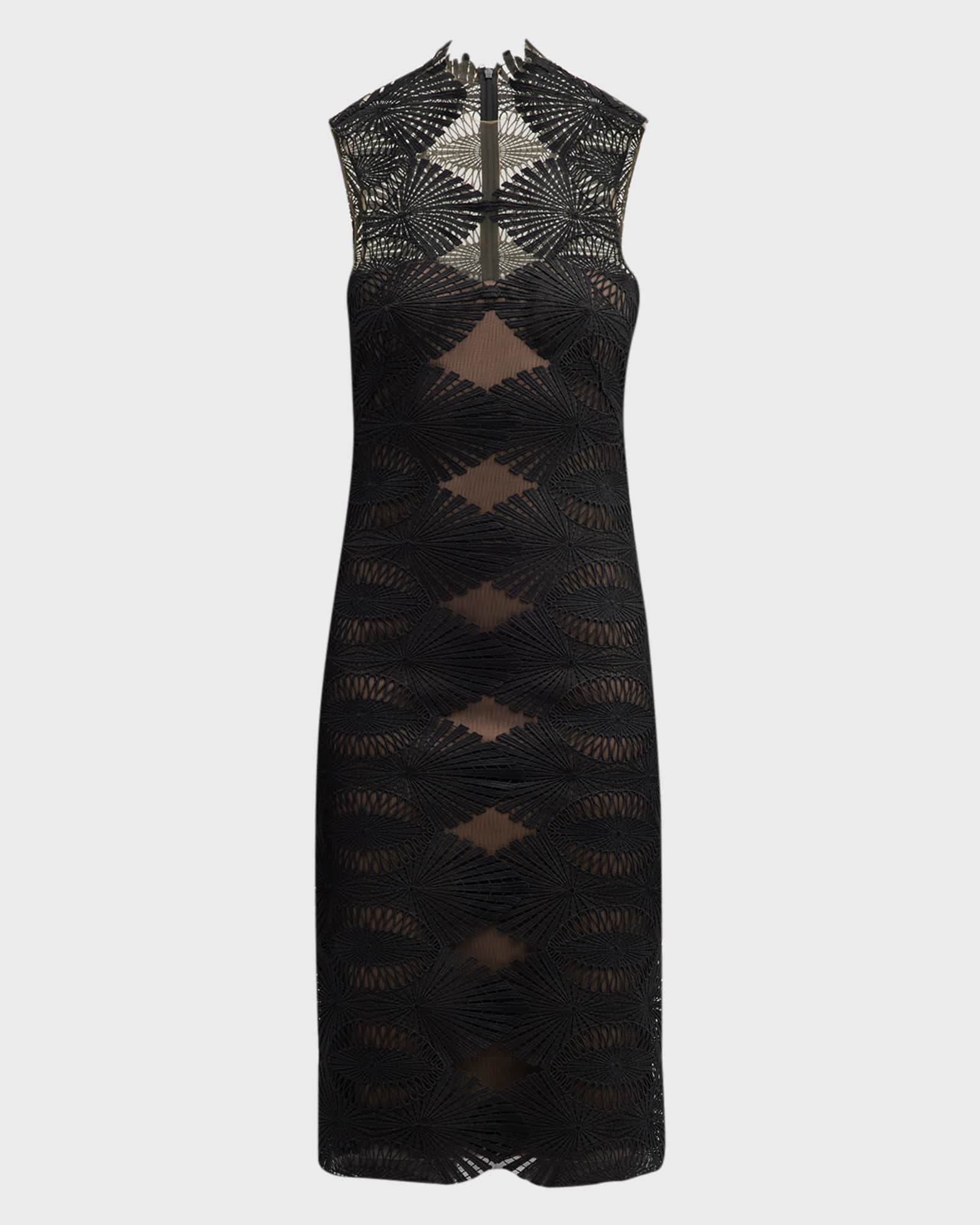 Tadashi shoji lace midi dress black cheap