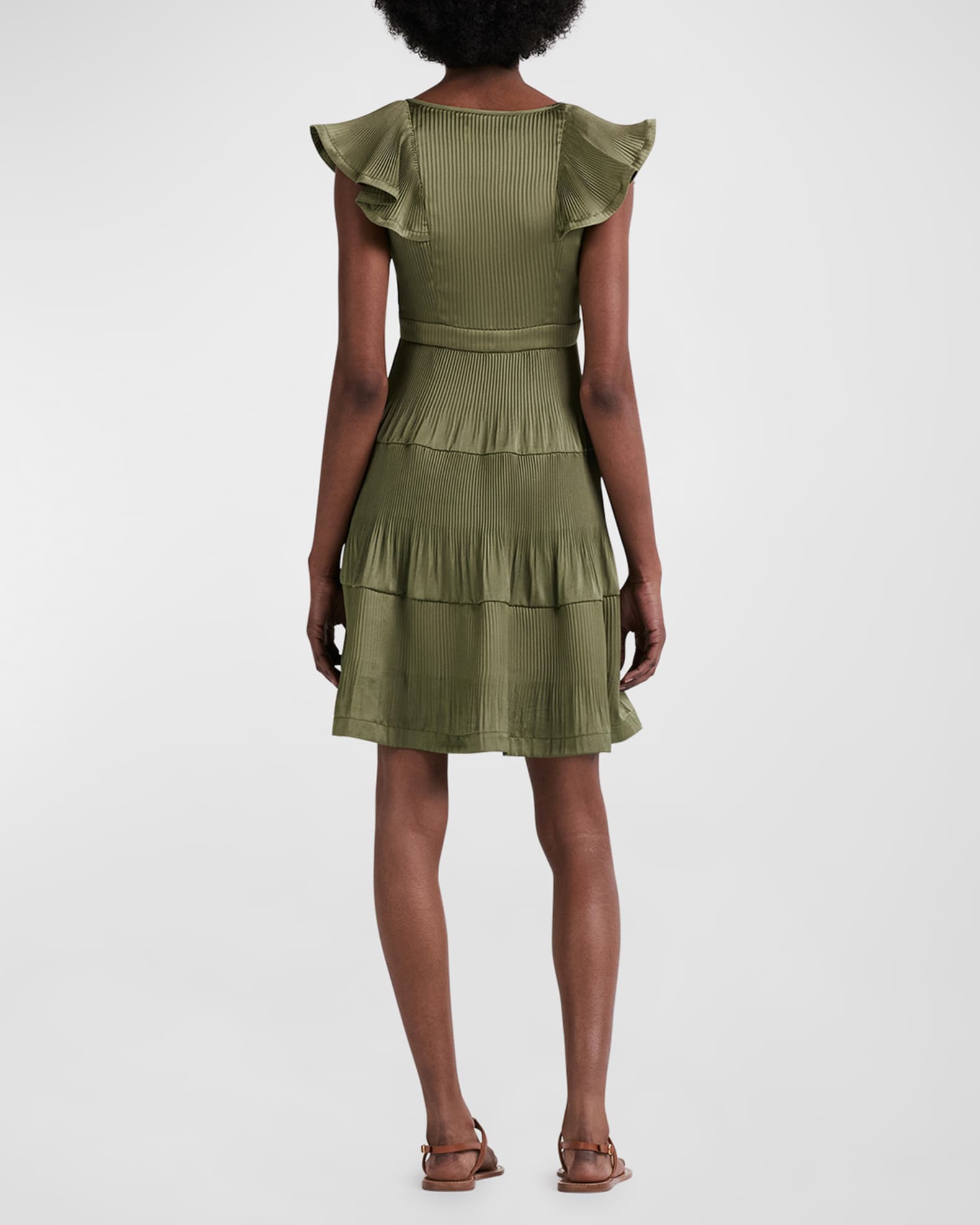 Derek Lam 10 Crosby Persis Pleated Ruffle Mini Dress | Neiman Marcus