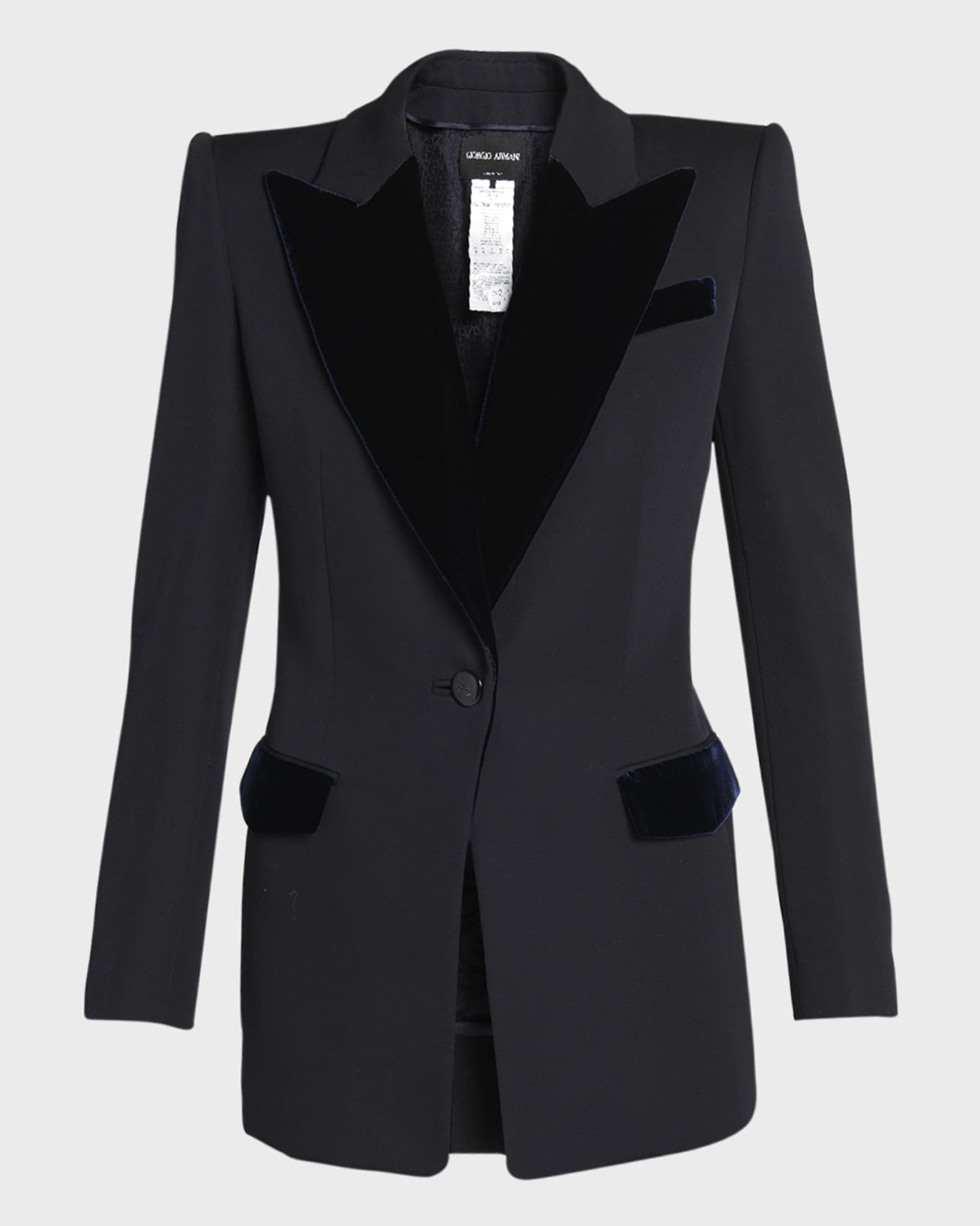 Virgin Wool Tuxedo Jacket with Velvet Details 0