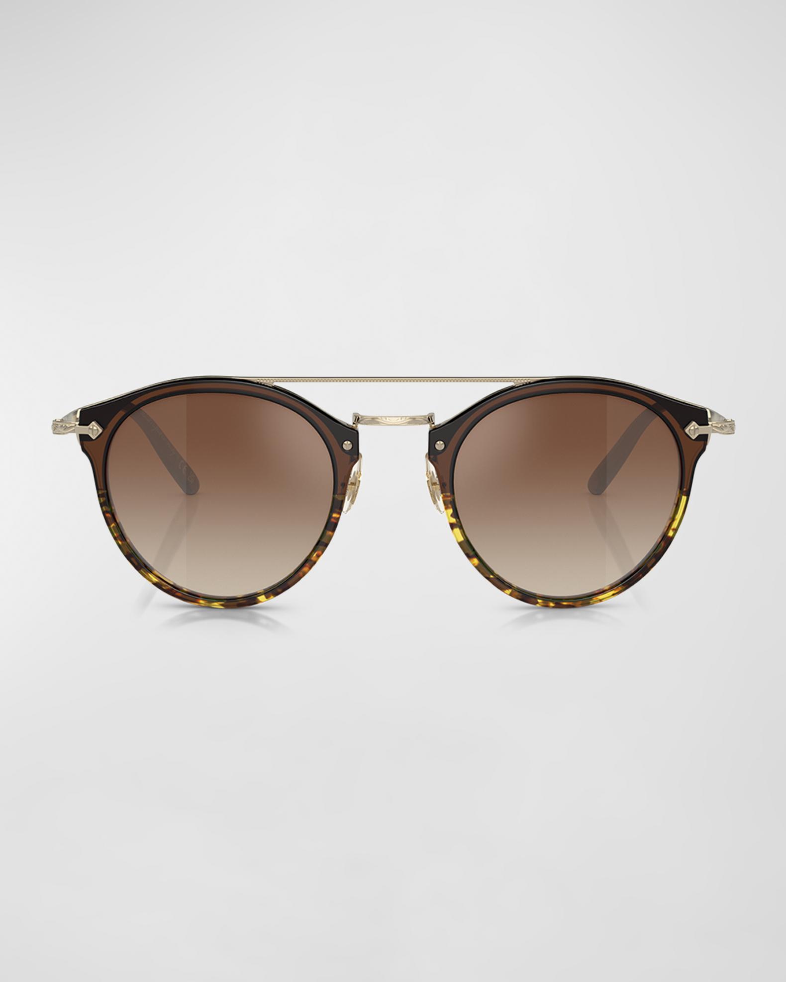 OLIVER PEOPLES 眼鏡 Chesman ラウンド デミ柄 彫金模様 パントス Oliver Peoples Remick Filigree Acetate & Metal Aviator Sunglasses