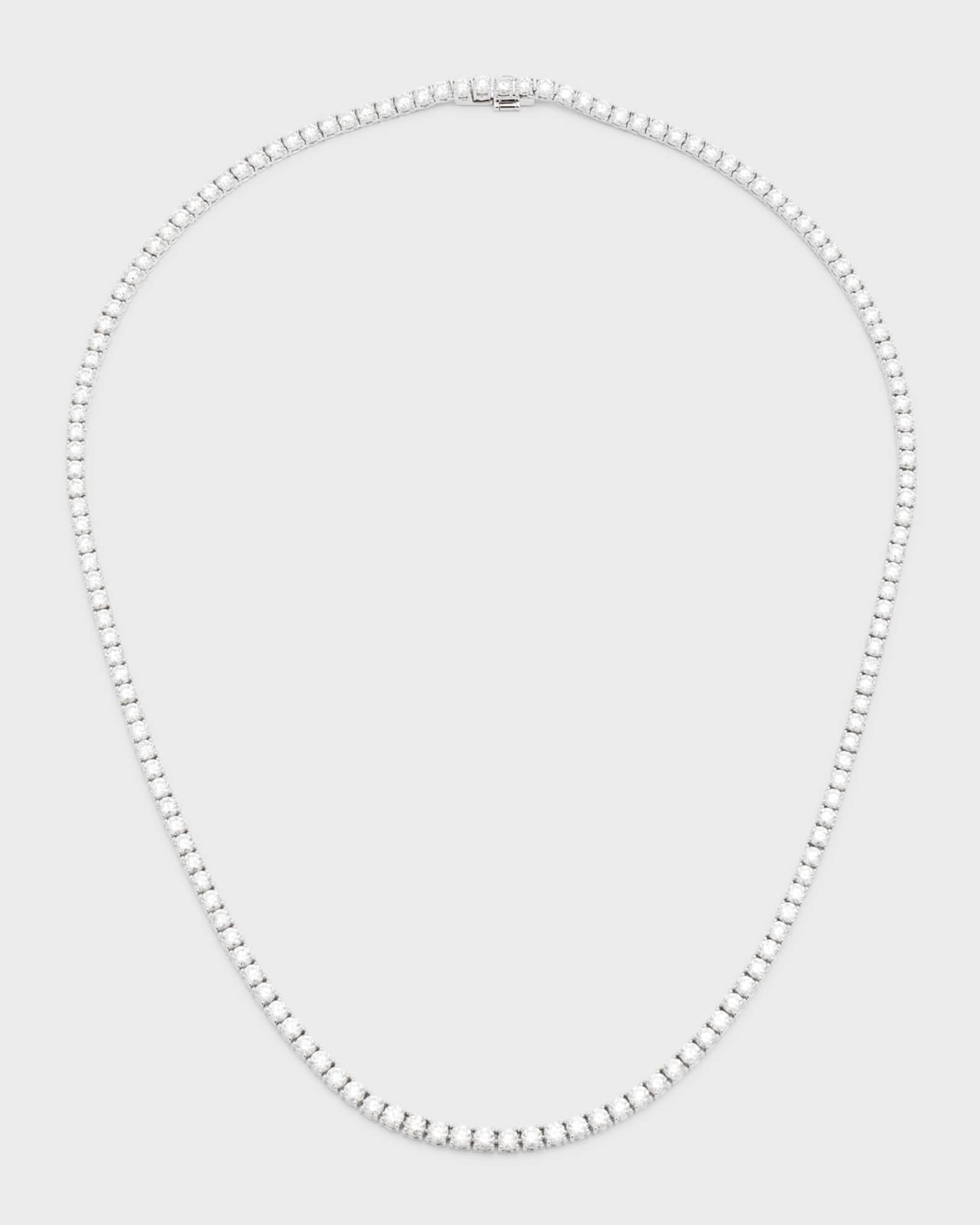 18K White Gold Round Diamond Tennis Necklace, 17"L, 10.95tcw 0