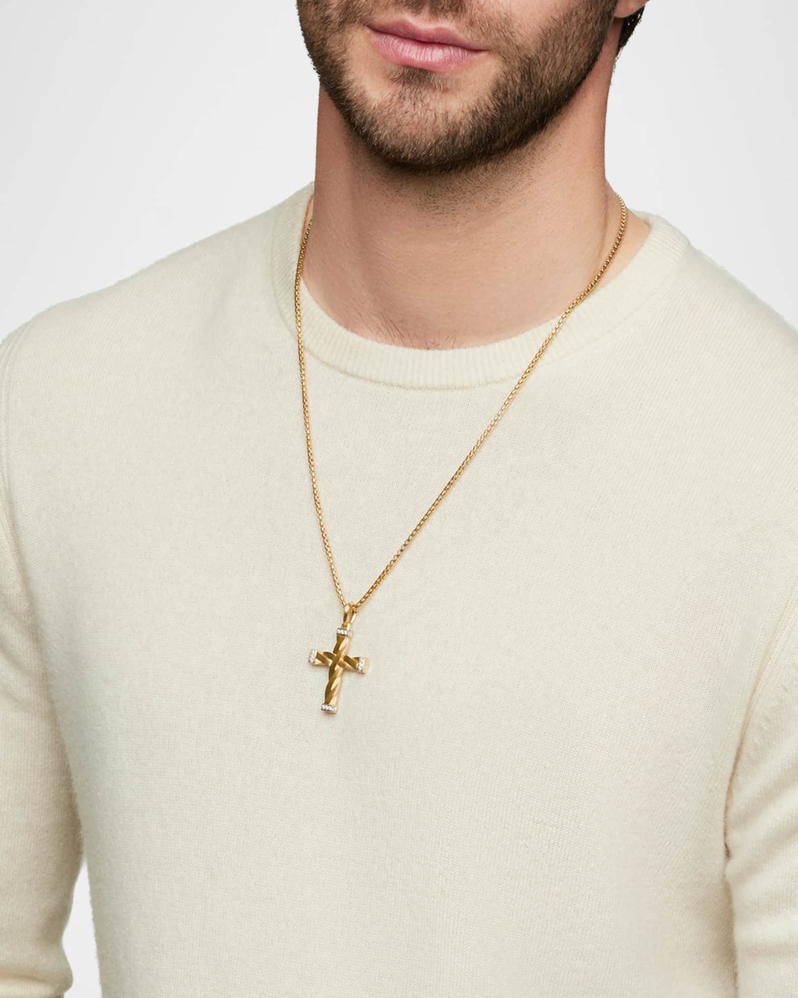 DY Helios Cross Pendant in 18K Gold, 36mm 1