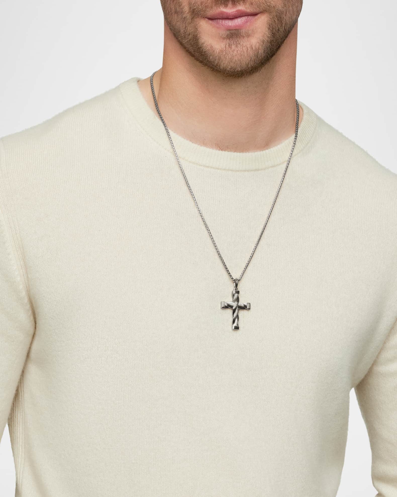 DY Helios Cross Pendant in Silver, 36mm 1