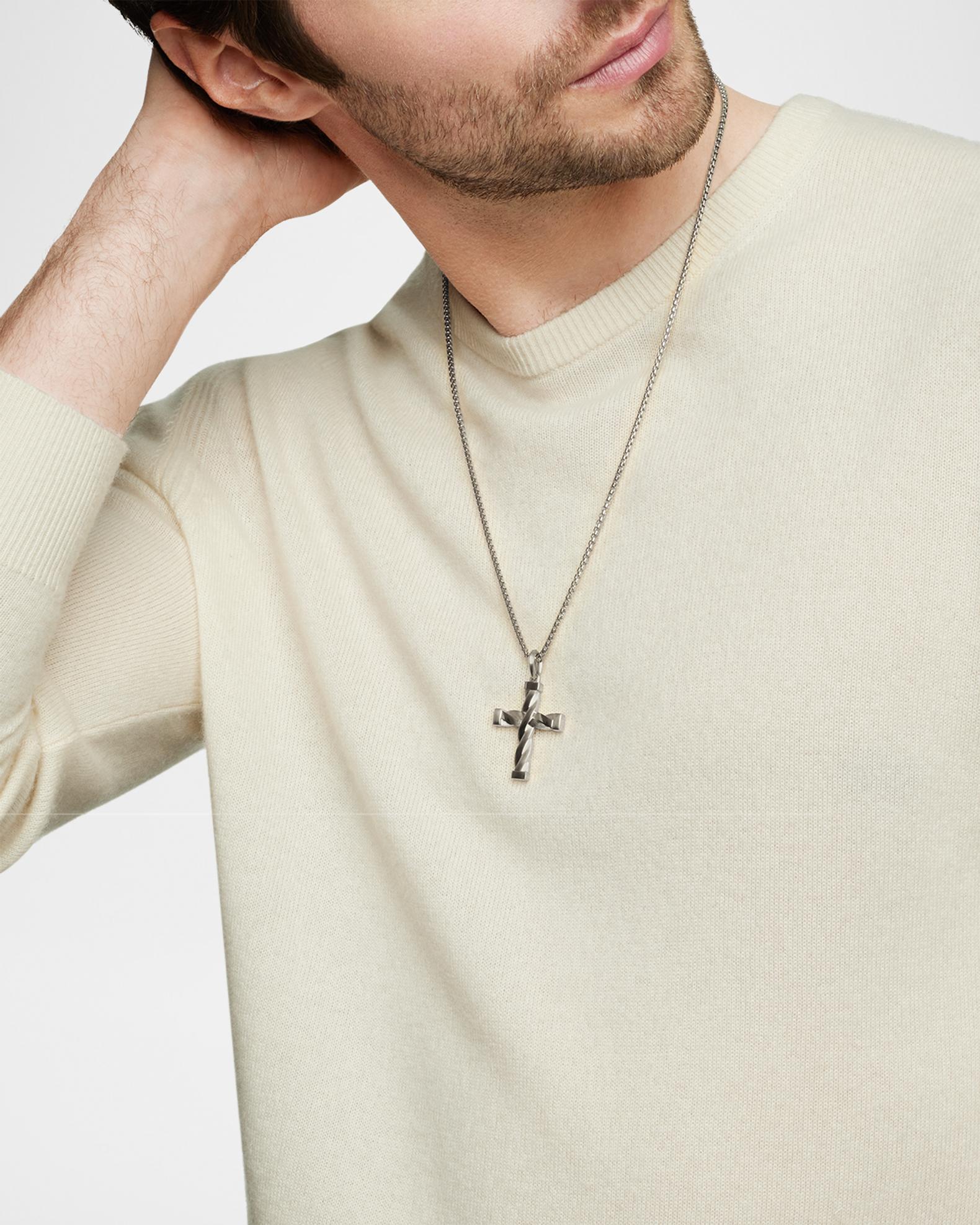 David Yurman DY Helios Cross Pendant in Silver, 36mm | Neiman Marcus