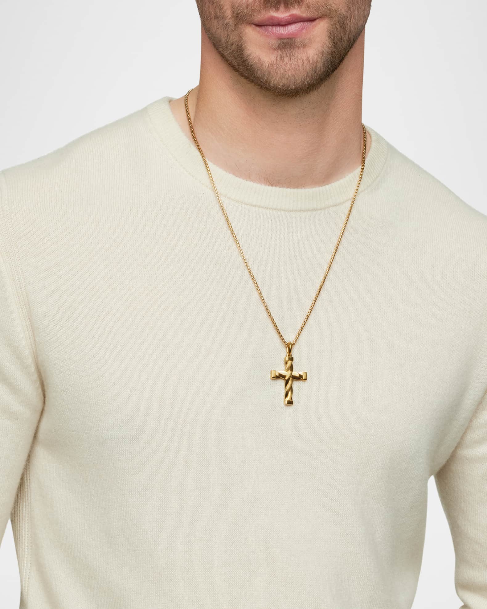 DY Helios Cross Pendant in 18K Gold, 36mm 1