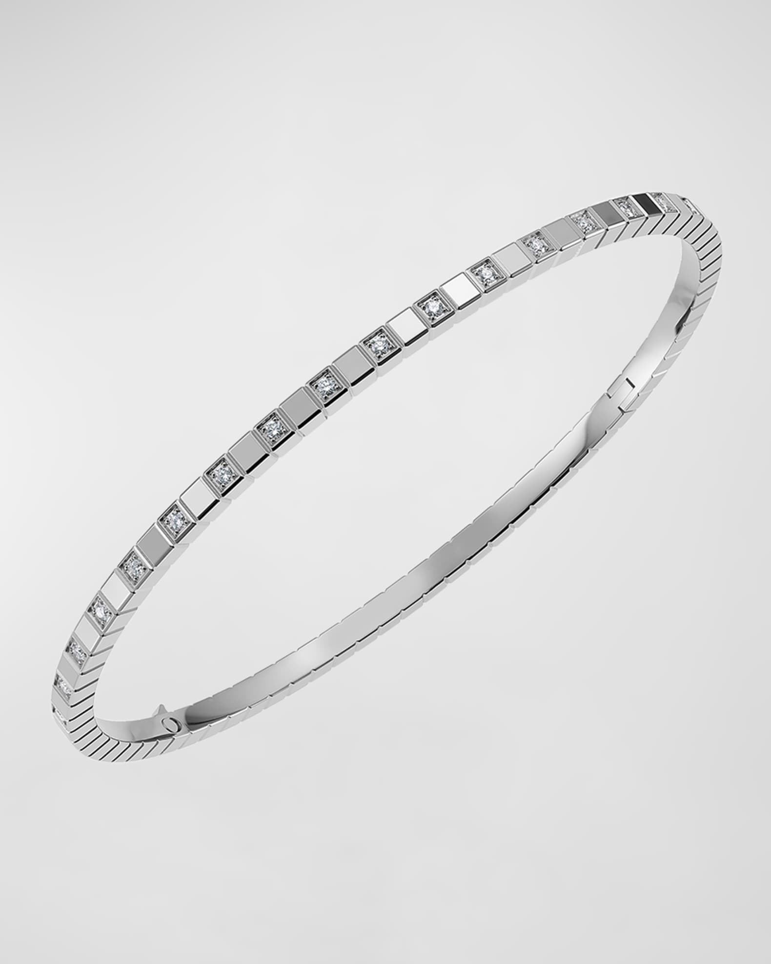 Ice Cube 18K White Gold Semi-Diamond Bangle Bracelet | Neiman Marcus