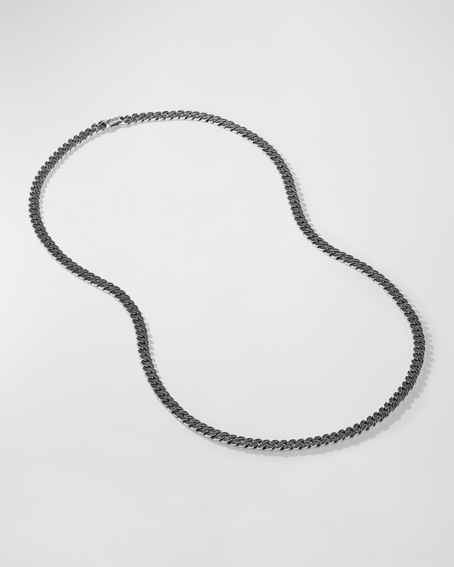 6mm Men's Curb Chain Necklace with Diamonds in Silver 1