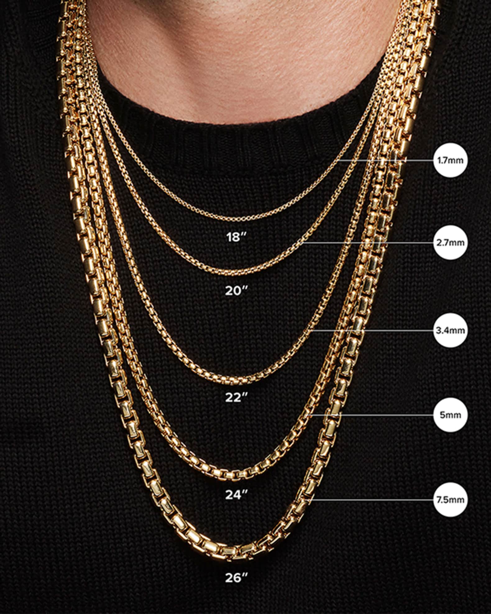 David Yurman Men's Wheat Chain Necklace in 18K Gold Neiman