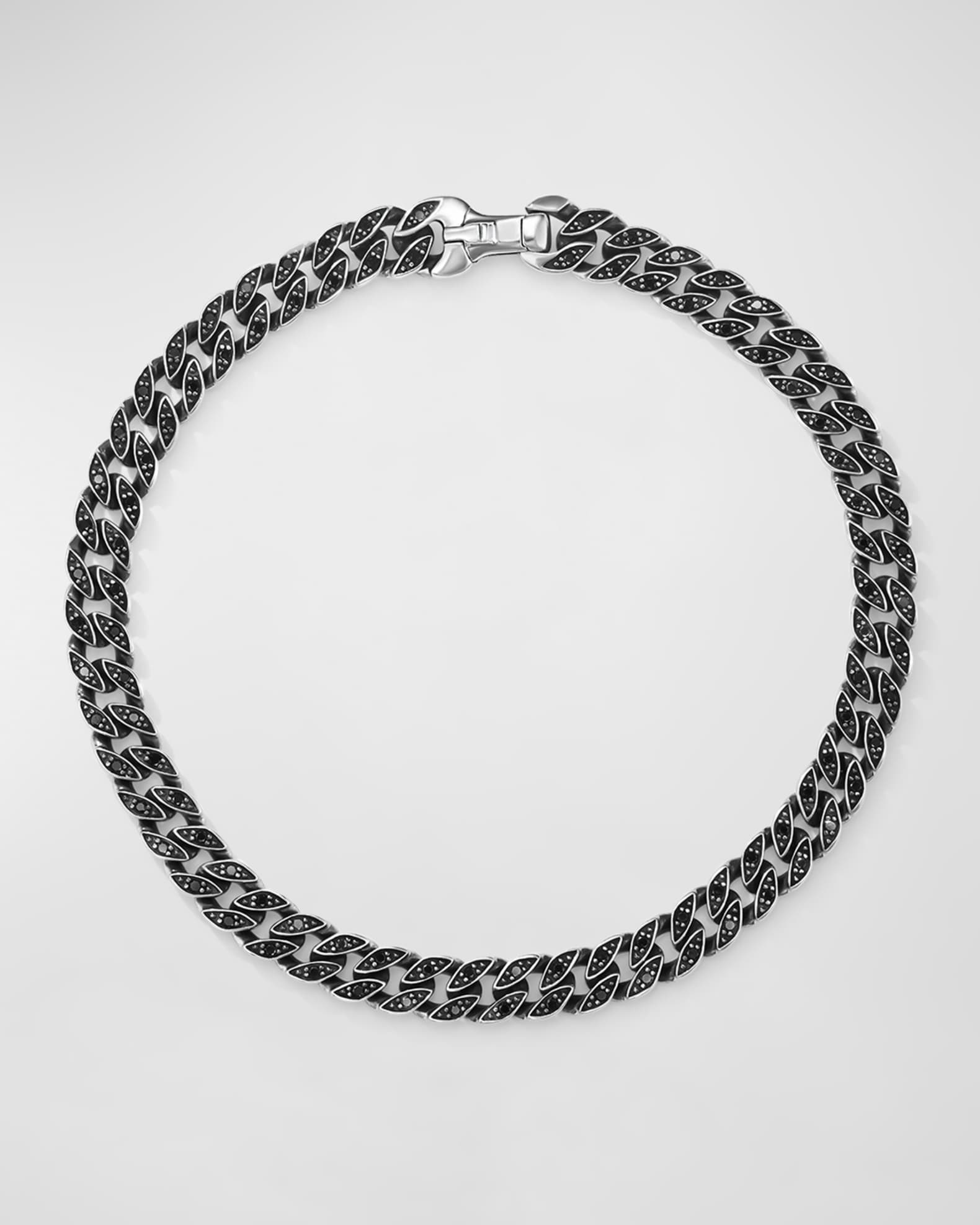 David Yurman Men's Curb Chain Bracelet with Diamonds in Silver, 6mm