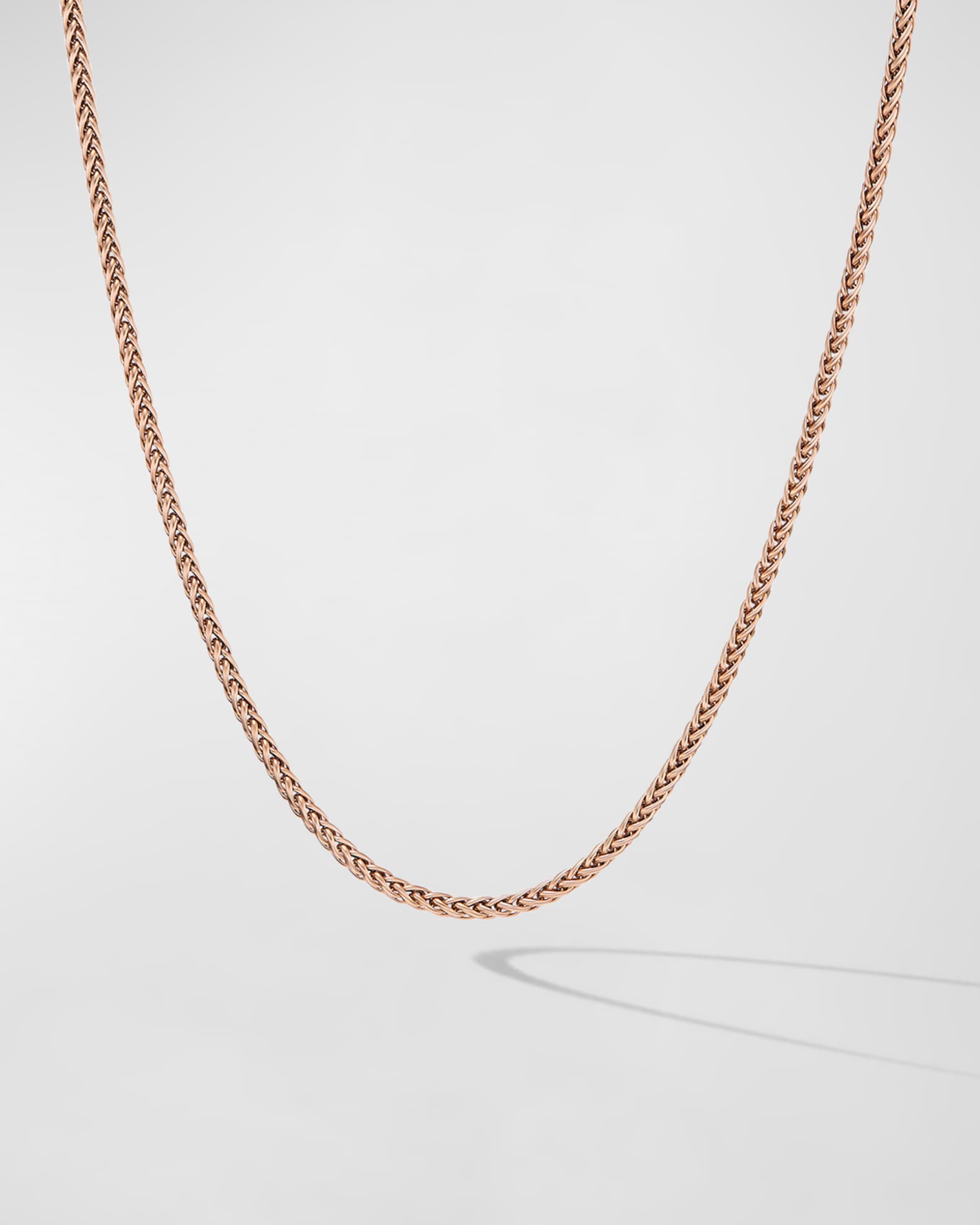 Men s Wheat Chain Necklace in 18K Rose Gold Neiman Marcus