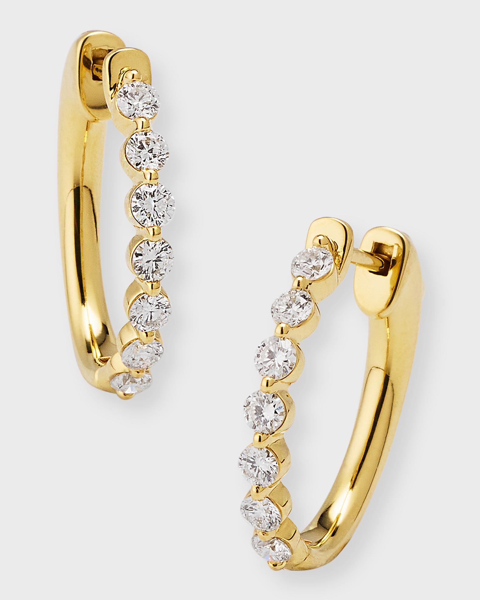 Neiman Marcus Diamonds 18k Yellow Gold Diamond Huggie Earrings, 0.77tcw ...