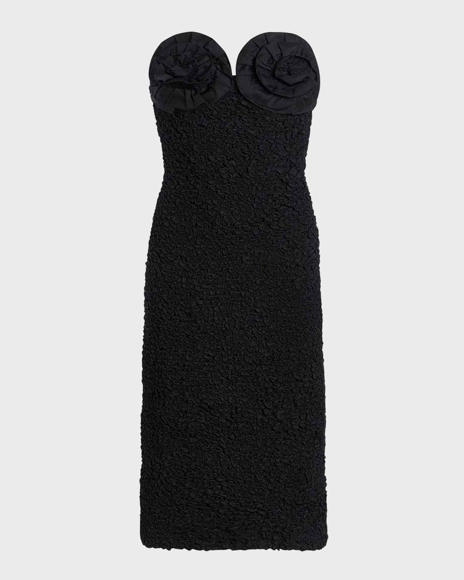 Mona Strapless Smocked Rosette Midi Dress 1