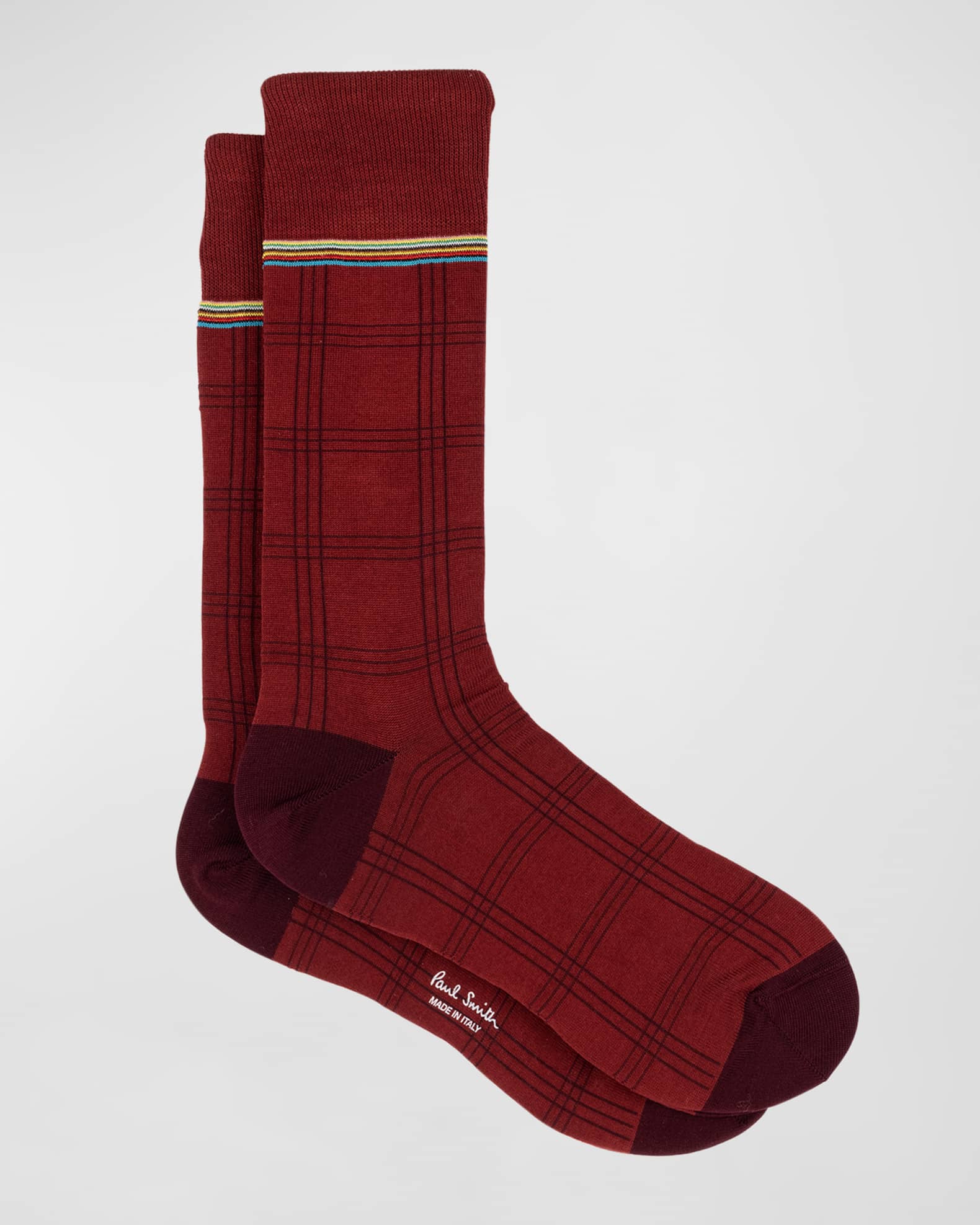 Paul Smith Men's Damon Check Crew Socks Neiman Marcus