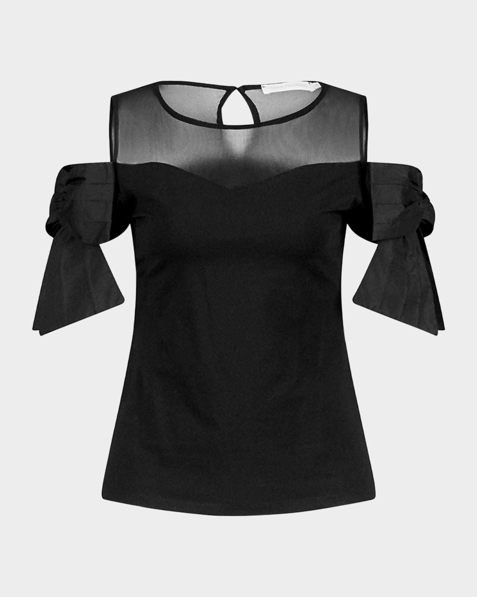 Virtyl Cold-Shoulder Bow-Sleeve T-Shirt 0