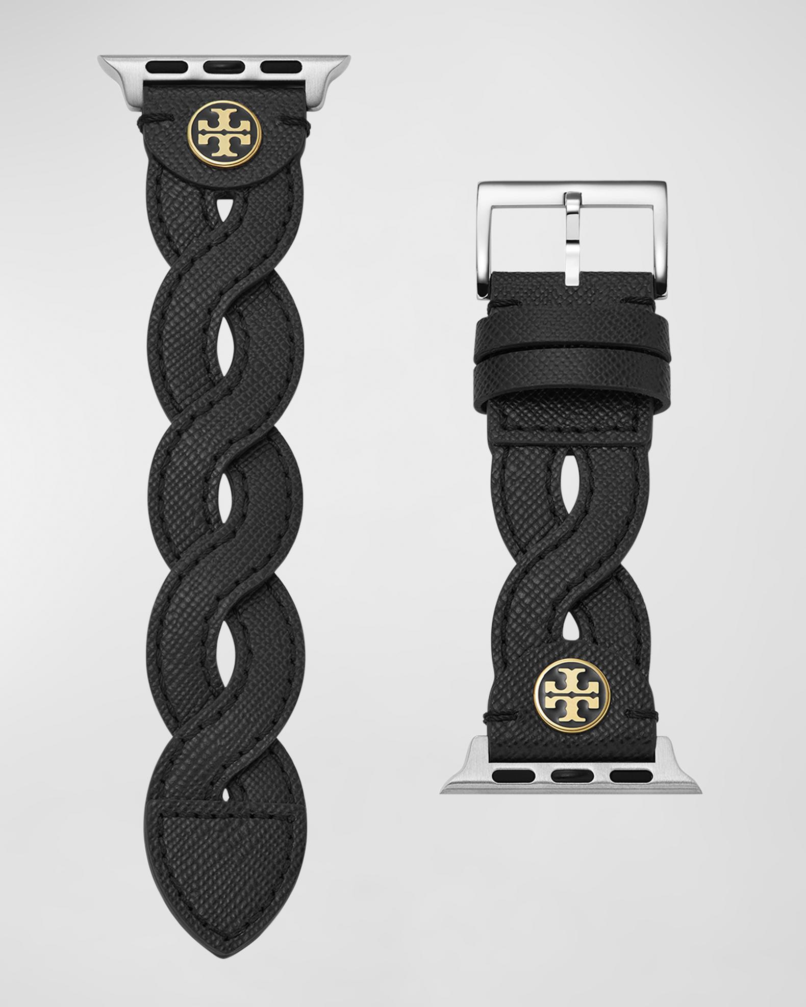 Tory Burch Braided Leather Apple Watch Band in Black, 38-41mm | Neiman ...